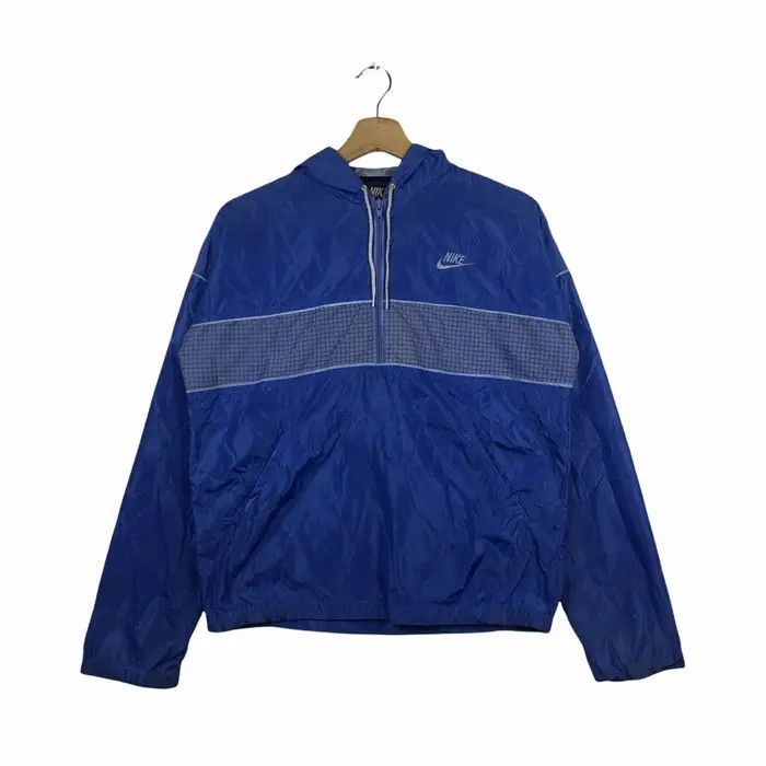 Nike Vtg 90' NIKE SWOOSH JAPAN Blue Windbreaker Hoodie Jacket Size US M / EU 48-50 / 2 - 1 Thumbnail