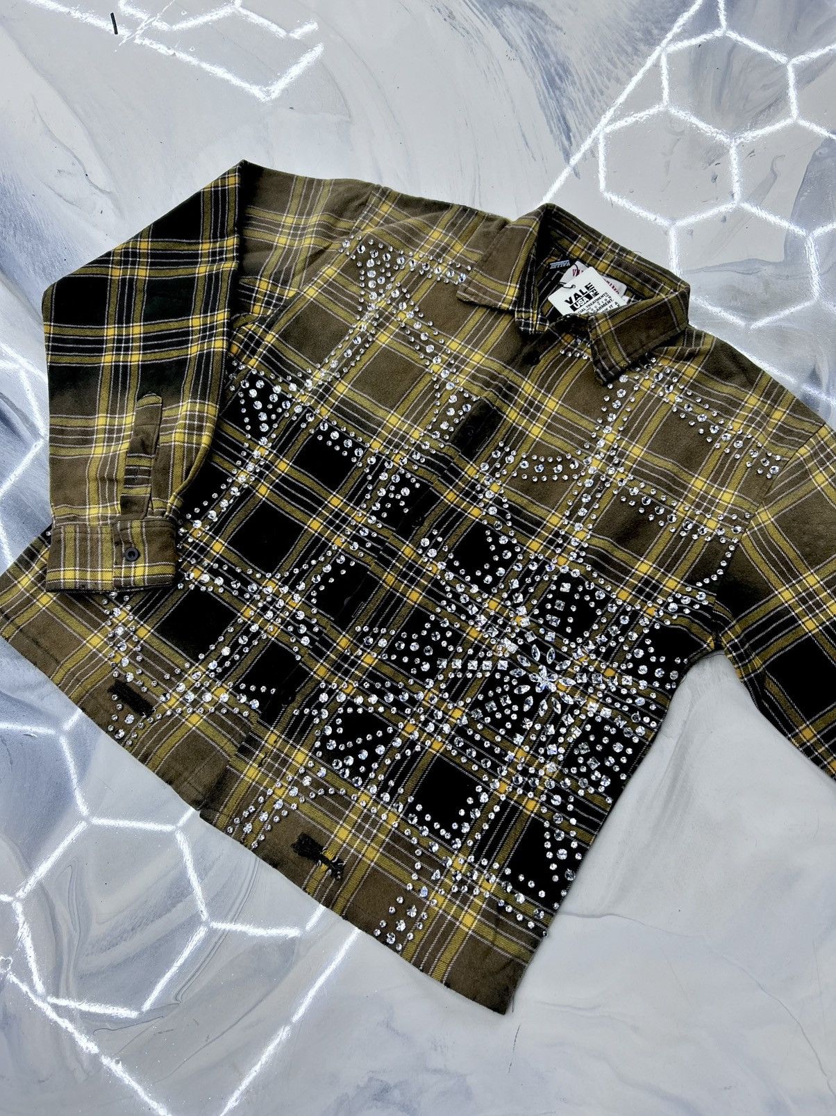 Vale Chocolate Crystal Flannel Black Yellow Size S