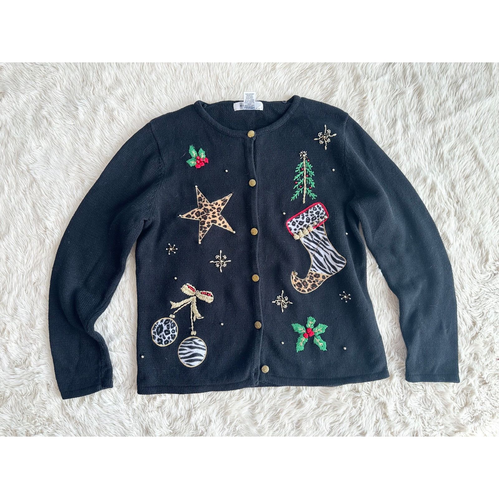 Other Y2K Animal Print Christmas Cardigan size Large Size L / US 10 / IT 46 - 2 Thumbnail