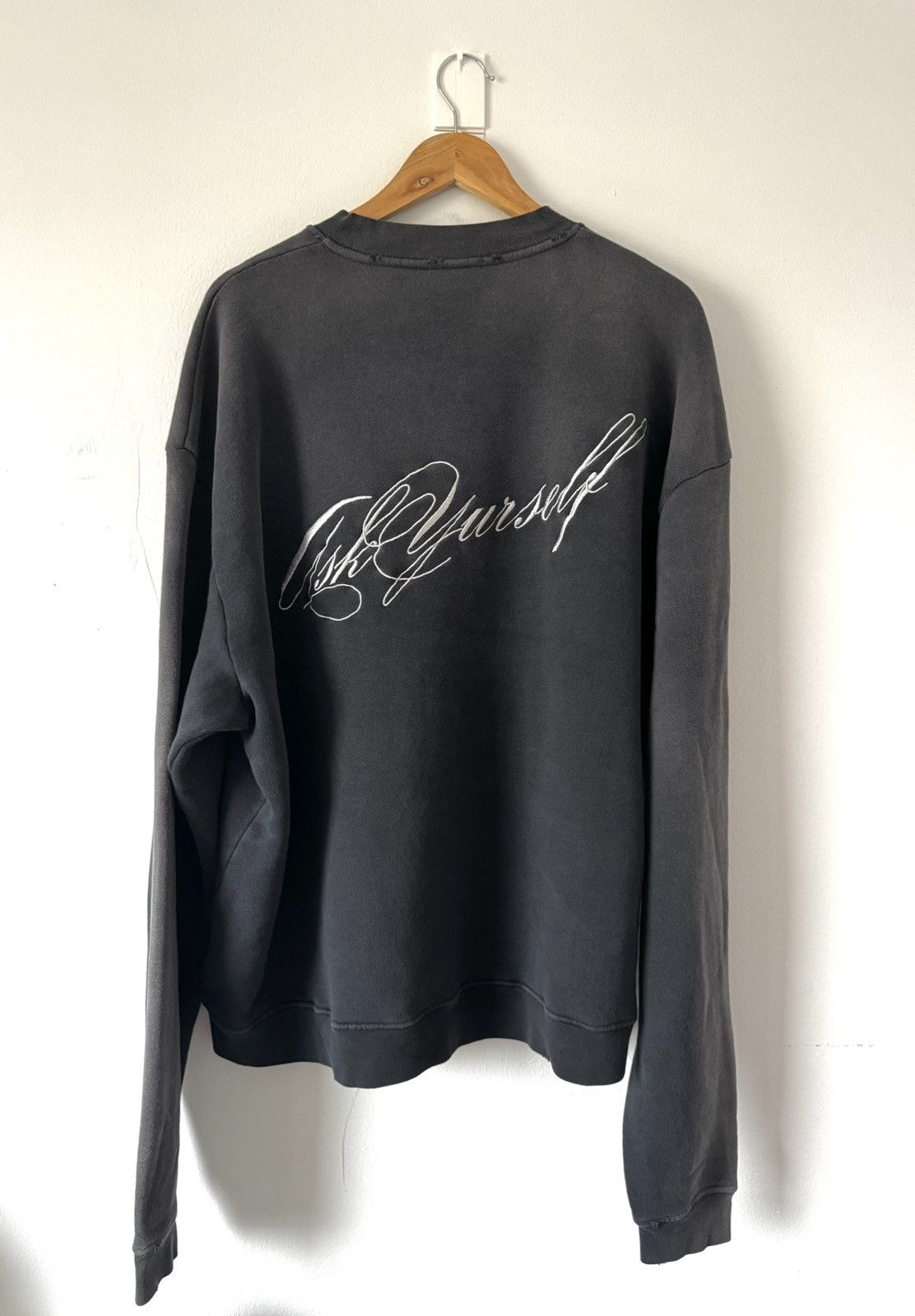 Askyurself Askyurself washed dark grey distressed sweatshirt XXL Size US XXL / EU 58 / 5 - 5 Thumbnail