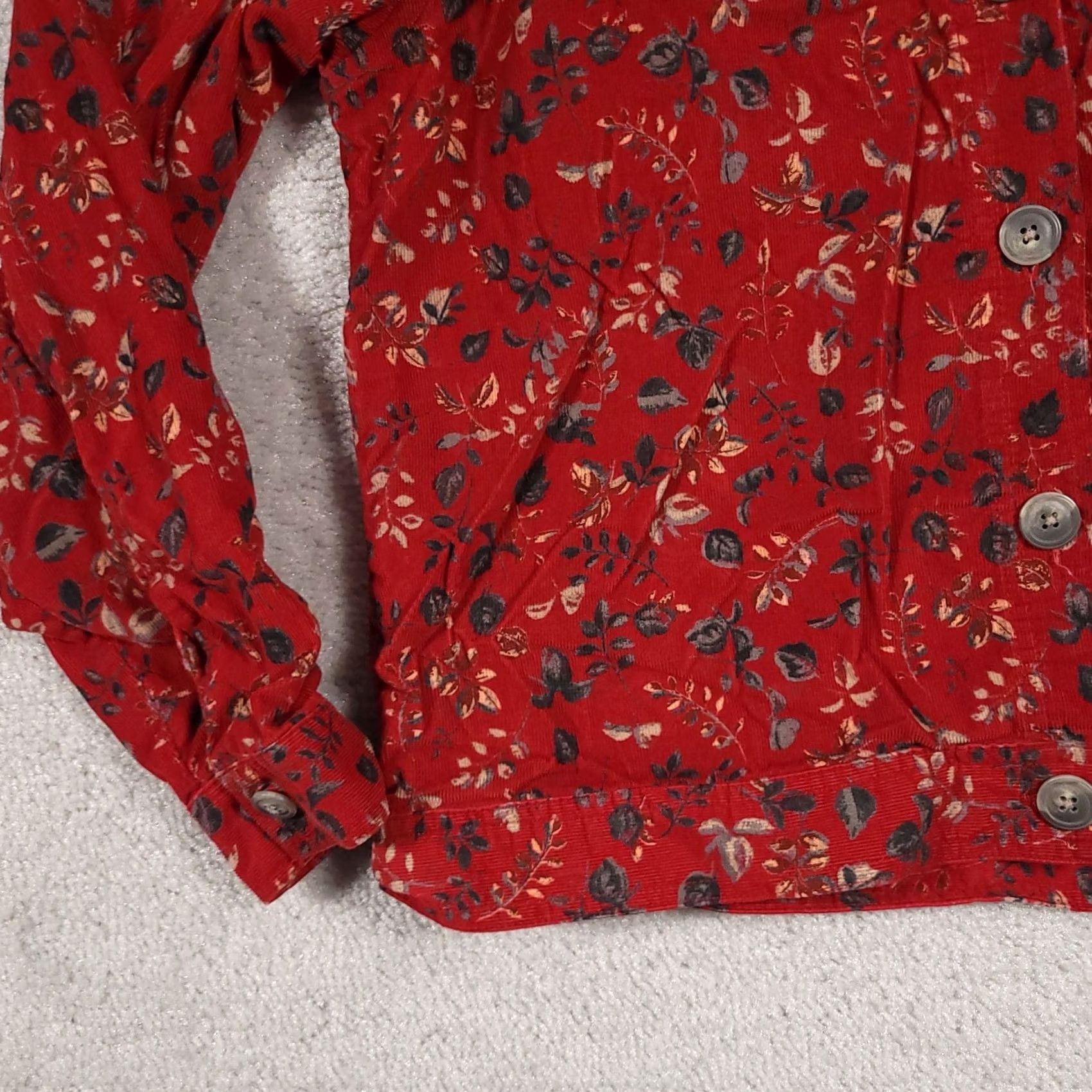 Vintage Christopher & Banks Corduroy Jacket Women’s Small Red Floral Crop Jacket Size S / US 4 / IT 40 - 4 Thumbnail