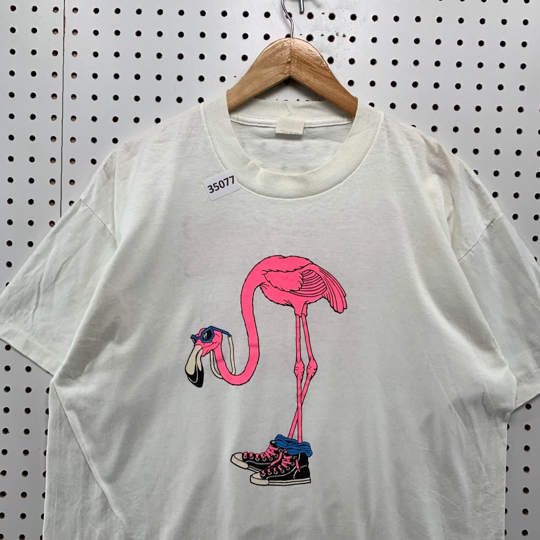 Pinko VINTAGE Flamingo Shirt Mens XL Pink 80s Crew Neck Think Pink Made USA 22x28 80s Bird Size US XL / EU 56 / 4 - 6 Thumbnail