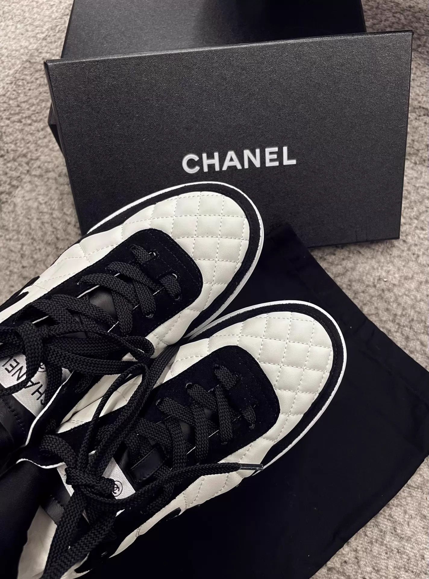 Chanel CHANEL Lambskin Panda Deauville Sneaker Black White EU36 Size US 5.5 / IT 35.5 - 5 Thumbnail