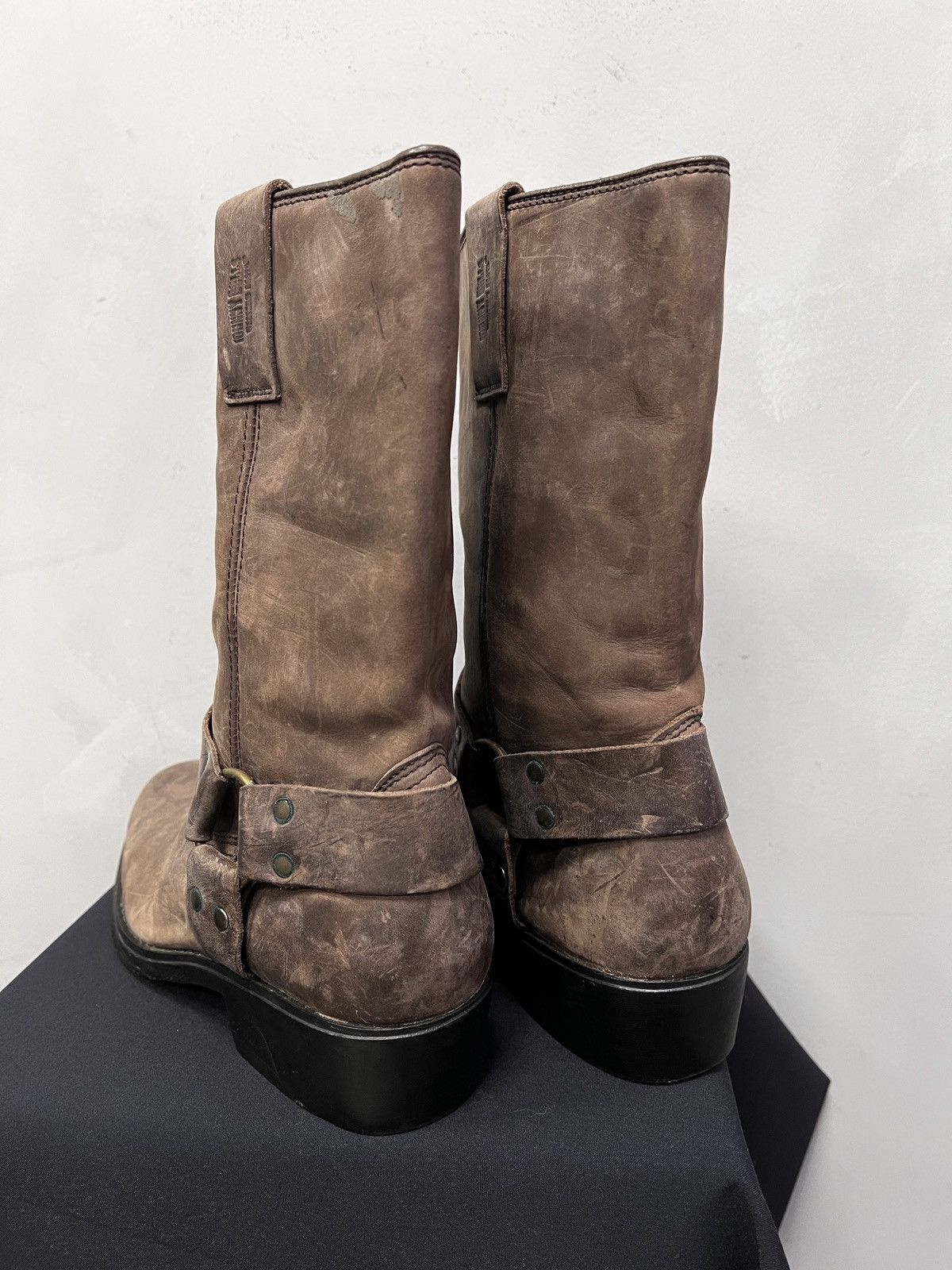 Western Rise 90s western cowboy brown leather boots harley davidson style Size US 11 / EU 44 - 8 Thumbnail