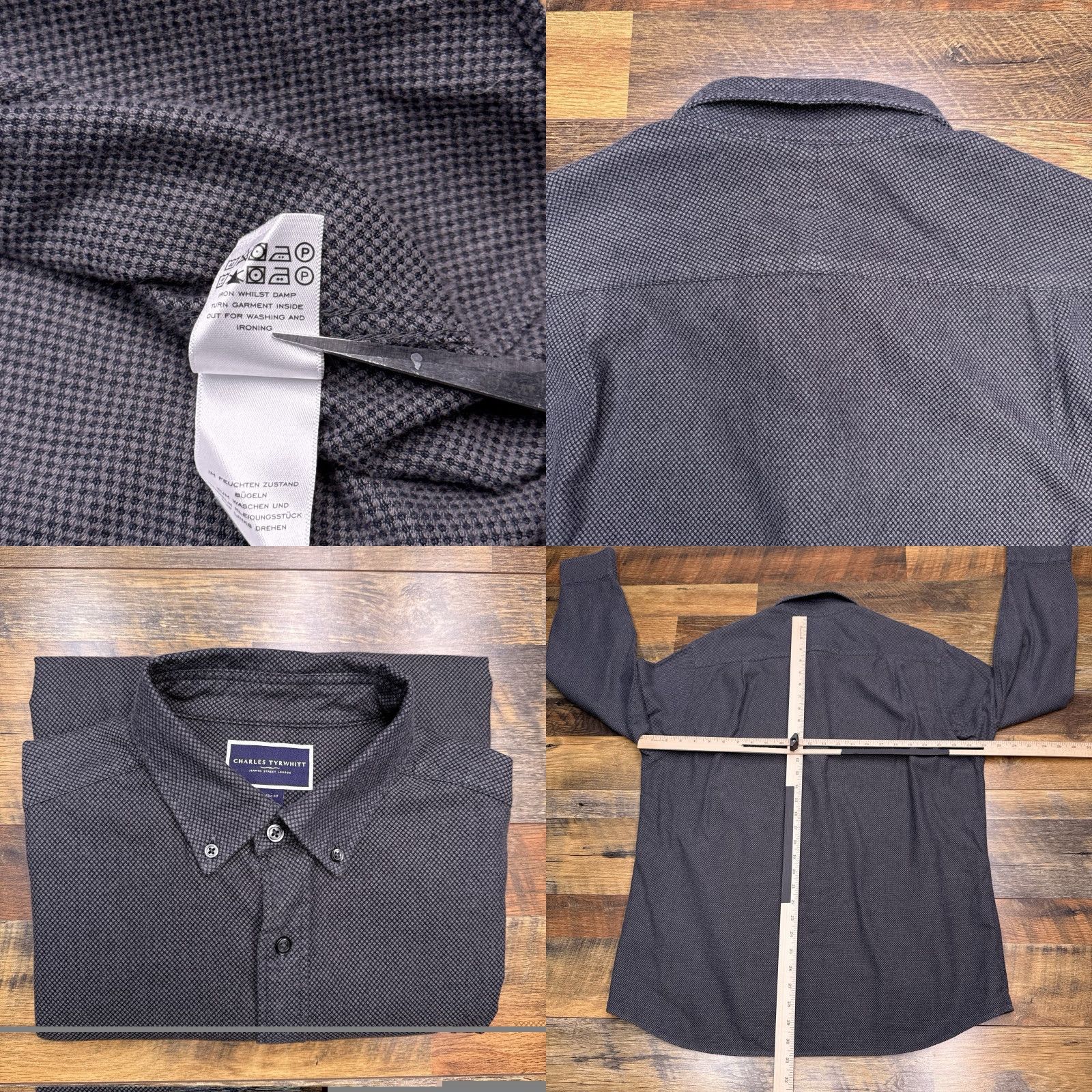 Charles Tyrwhitt Charles Tyrwhitt Classic Fit Shirt Mens Large Gray Button Up Size US L / EU 52-54 / 3 - 8 Thumbnail