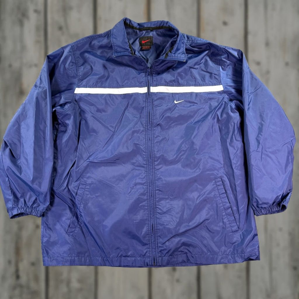 Nike VINTAGE Nike Windbreaker Mens XL Blue Stripe Full Zip Lightweight Track Jacket Size US XL / EU 56 / 4 - 1 Thumbnail