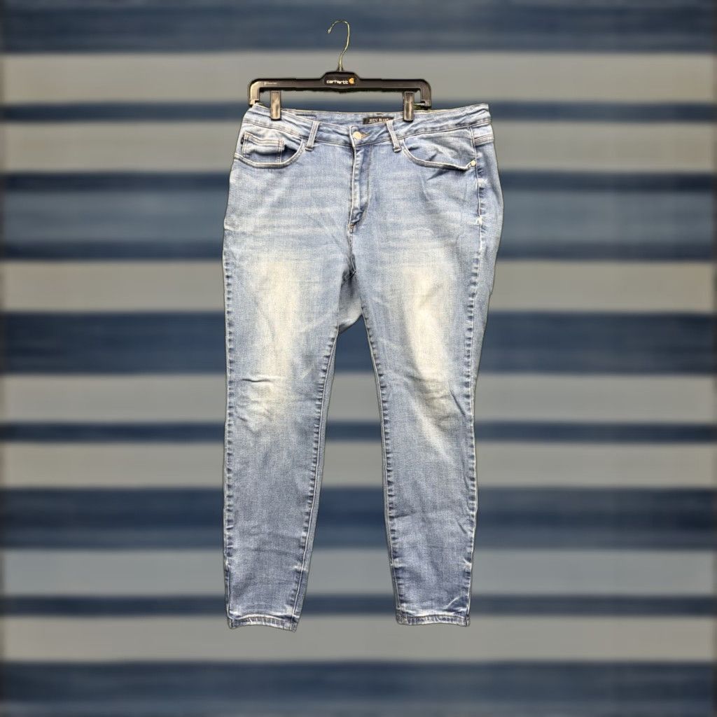 Denime Judy Blue Jeans Womens 18W Skinny Fit Denim Light Wash Casual Stretch JB8359 Size 40" / US 18 - 1 Thumbnail