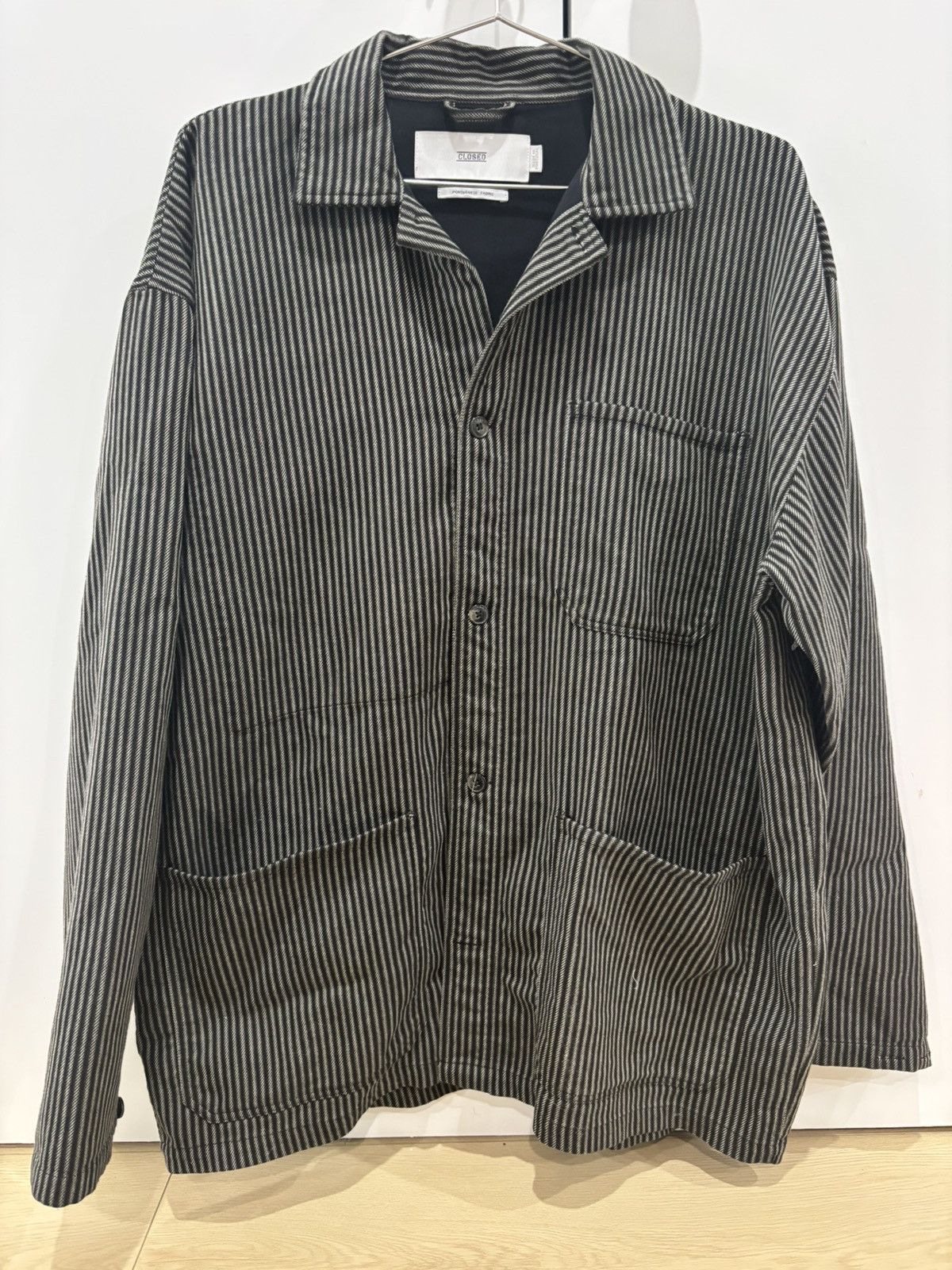 CLOSED Closed Mens Striped Chore Jacket Portuguese Fabric Overshirt Size US L / EU 52-54 / 3 - 1 Thumbnail