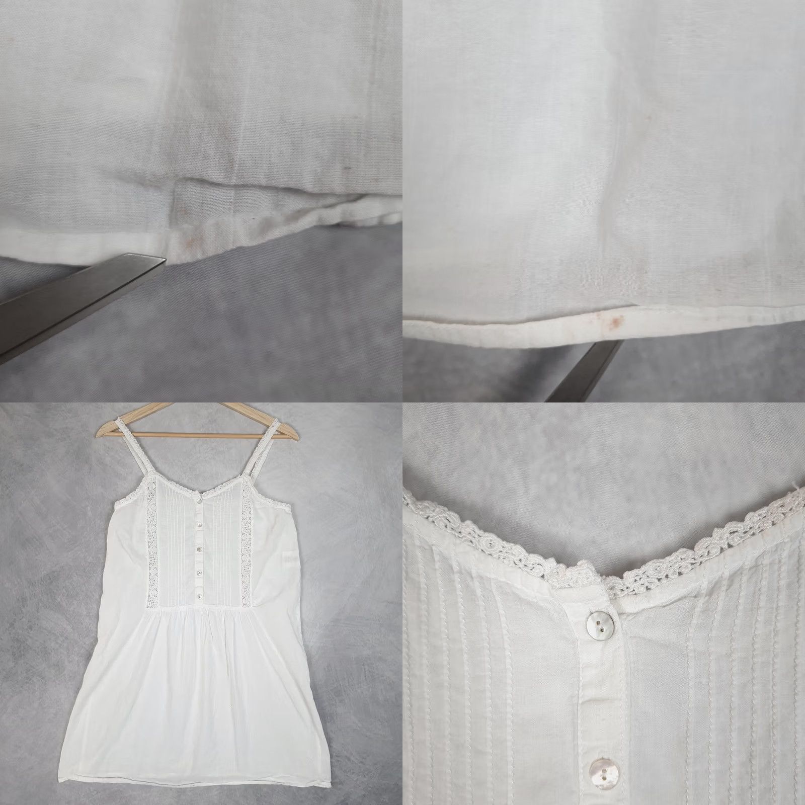 Vintage Eileen West Chemise Nightgown Womens Petite White Lace Pintuck Sleeveless Size ONE SIZE - 8 Thumbnail