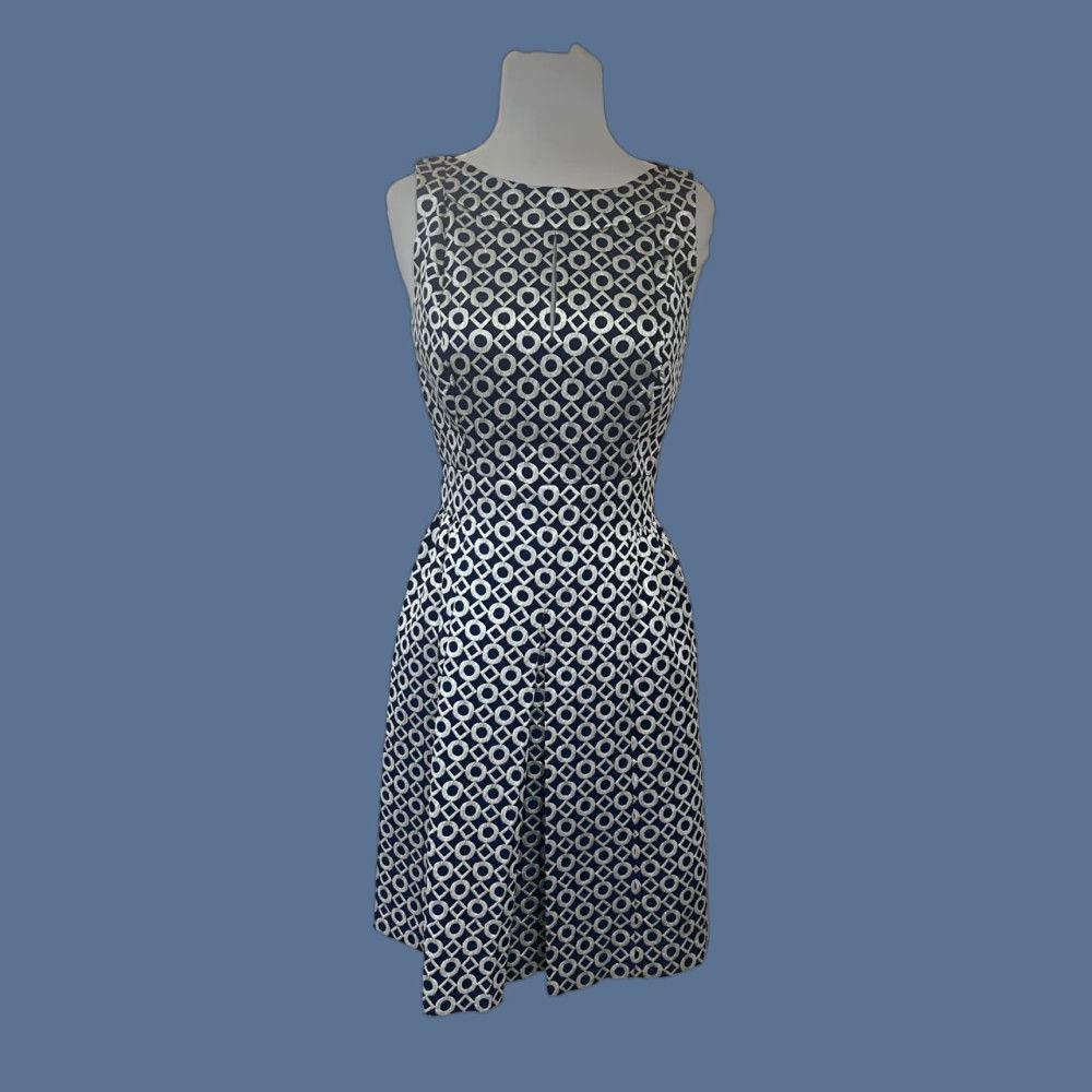 Ralph Lauren Lauren Ralph Lauren Dress Sleeveless Midi Size 2 Navy Blue Champagne Gold Print Womens Size XS / US 0-2 / IT 36-38 - 1 Thumbnail