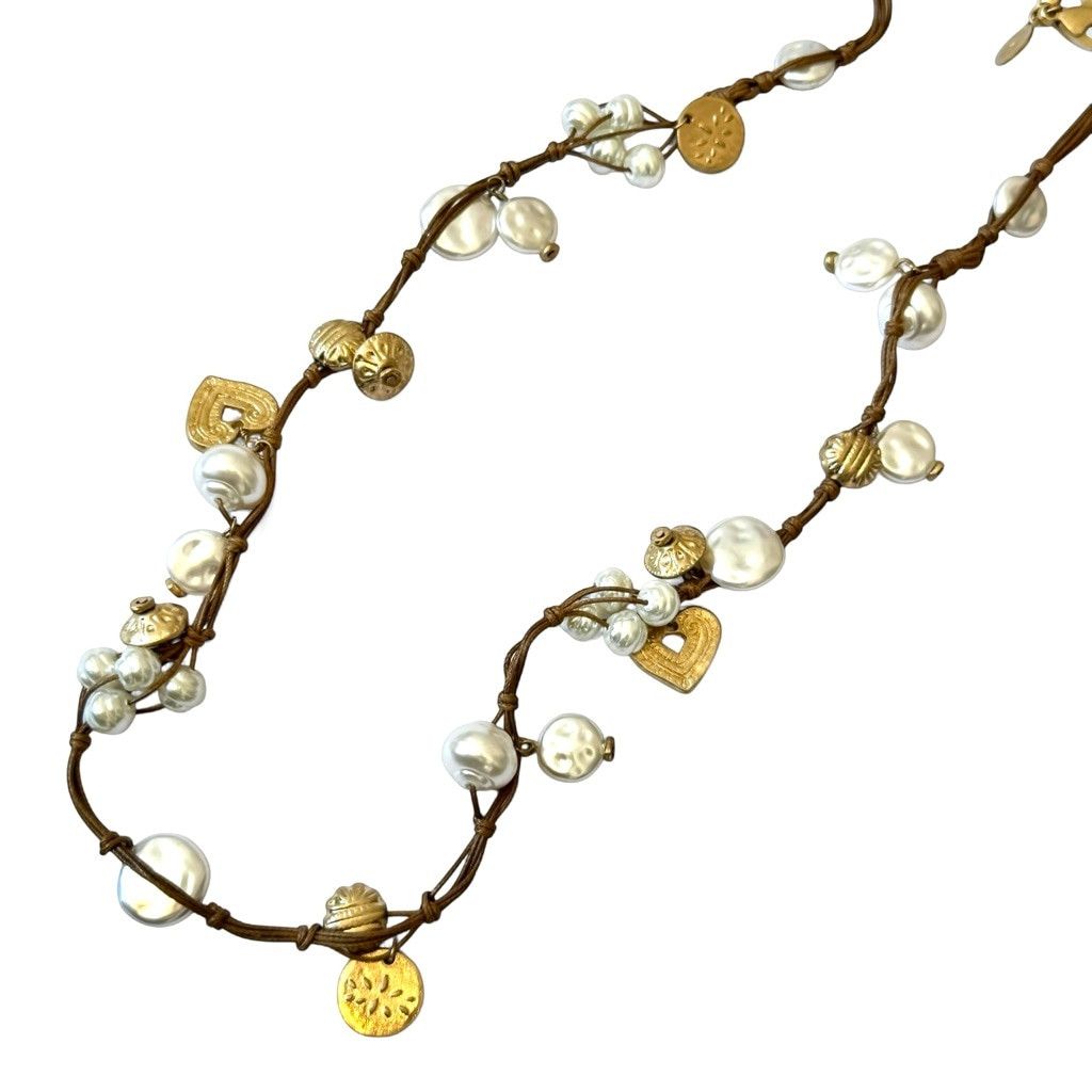 Chicos CHICO’S Pearl & Heart Charm Leather Cord Necklace | NWT Size ONE SIZE - 7 Thumbnail