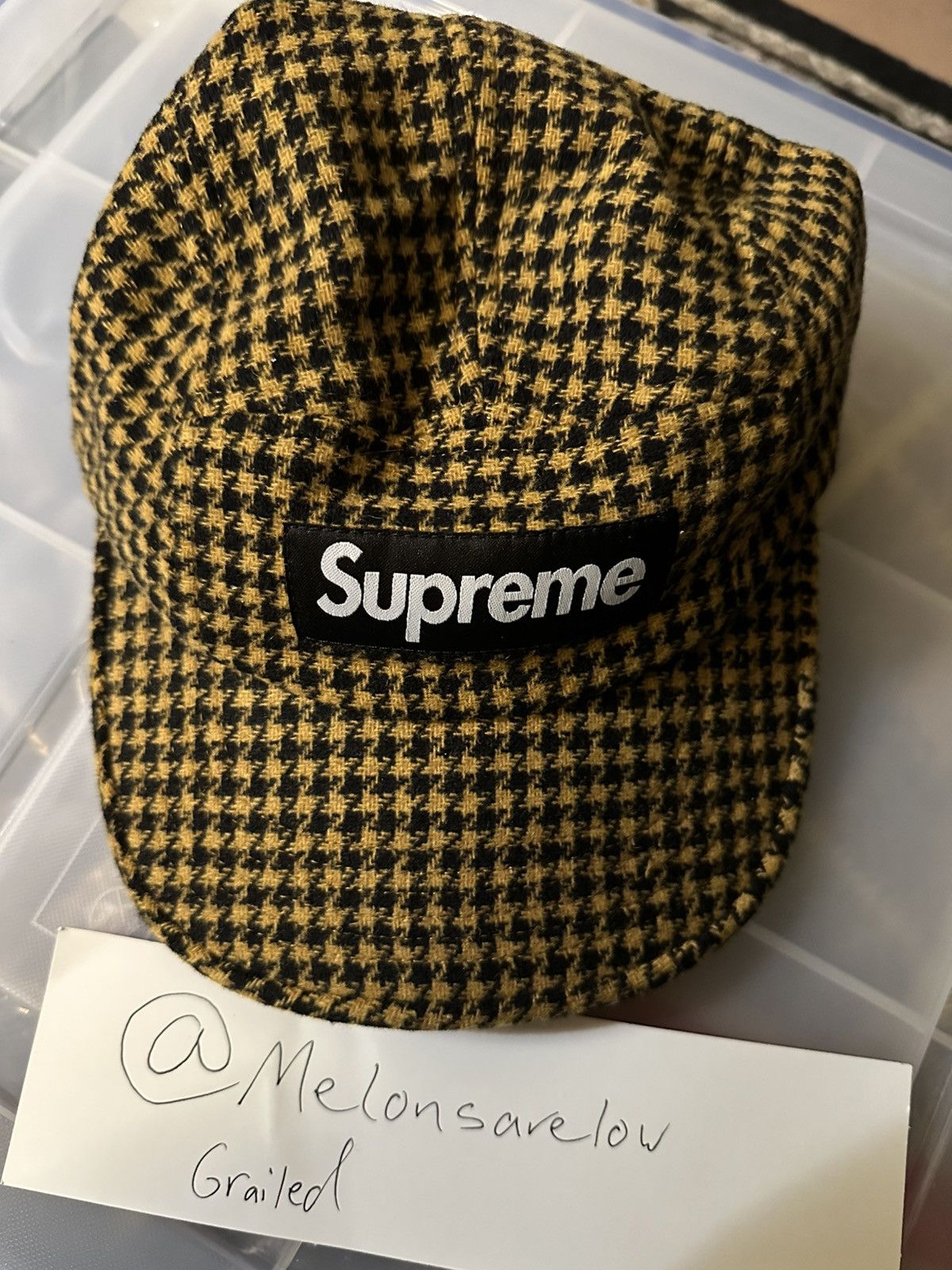 Supreme Supreme Wool Houndstooth Camp Cap - Yellow Size ONE SIZE - 1 Thumbnail