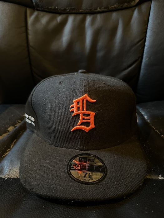 Supreme 2010 Black Orange Old English S New Era Fitted 7 1/4 | Grailed