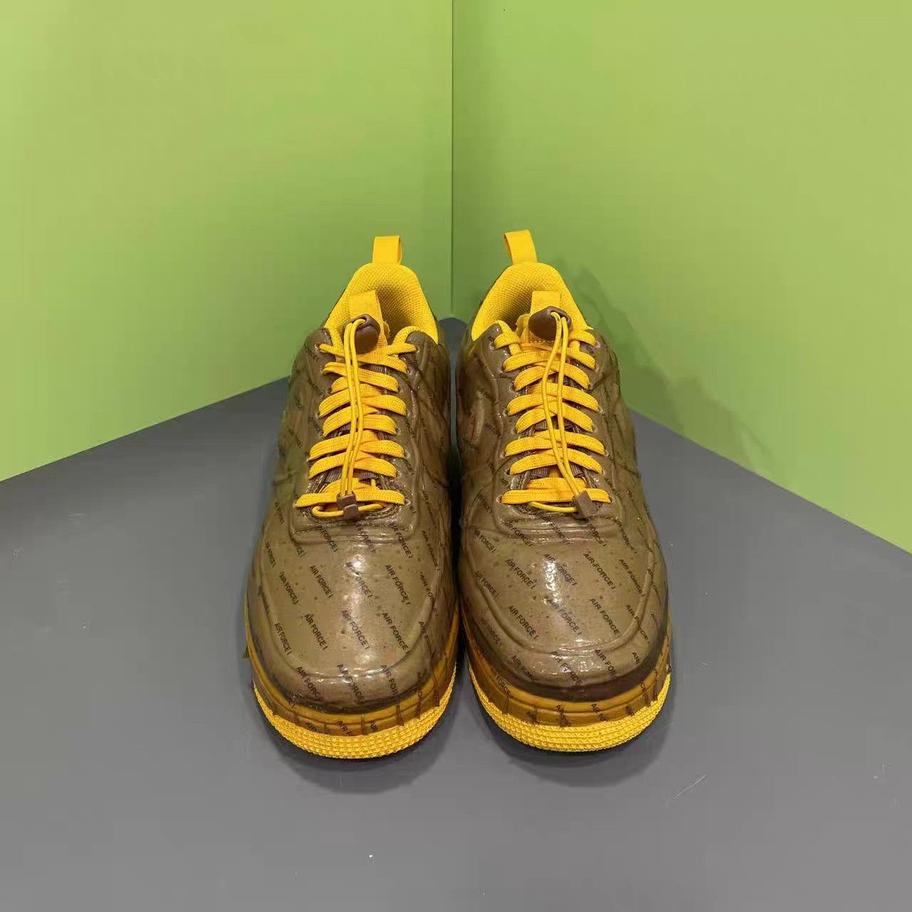 Nike Nike Air Force 1 Brown Yellow Sneakers K15 Size US 10 / EU 43 - 2 Thumbnail