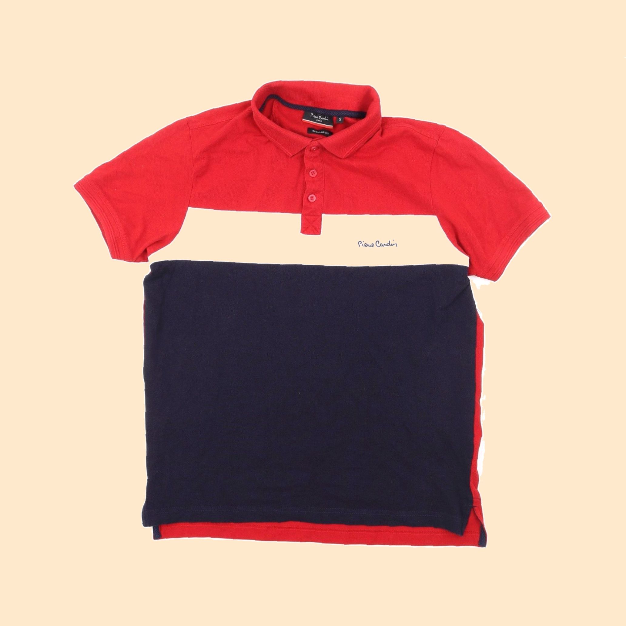 Pierre Cardin Classic Fit Red Colourblock Polo Shirt with Contrasting Collar and Buttons for Men by Pierre Cardin Grailed