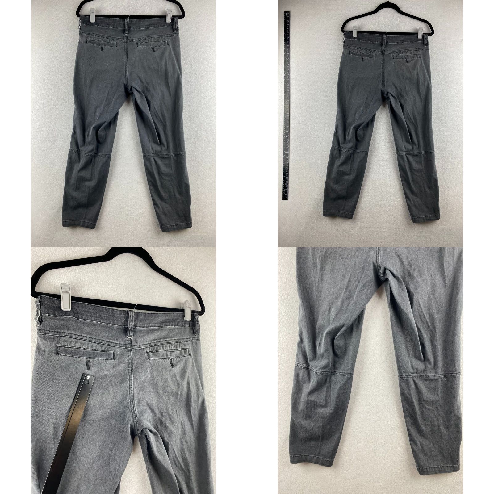 Prana prAna Pants Women 8 Gray Capri Chino Mid-Rise Button-Fly Slash Pockets Dark Size 30" / US 8 / IT 44 - 10 Thumbnail