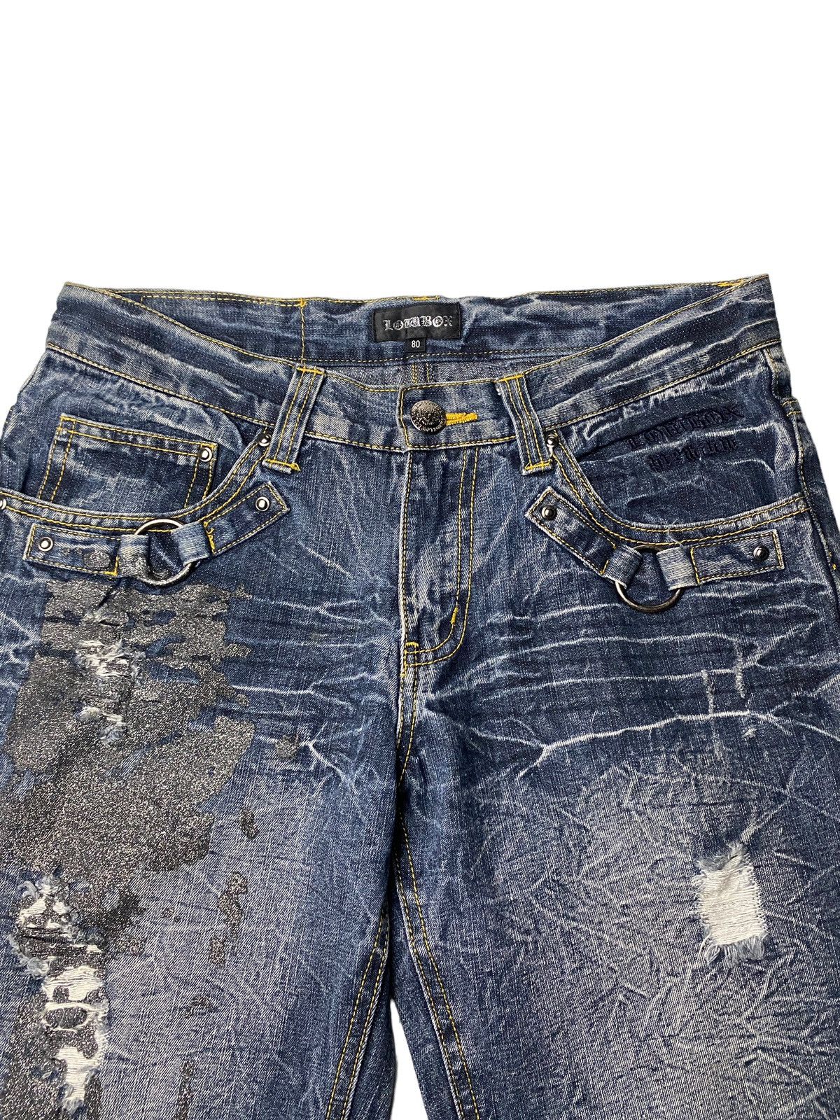 If Six Was Nine Lowbox Buckle Glitter Flared Seawash Jeans Size US 30 / EU 46 - 4 Thumbnail