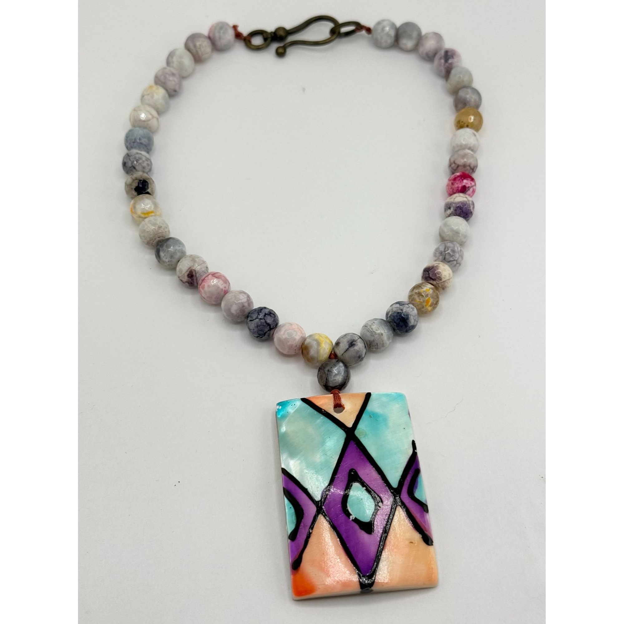 Vintage Vintage semi precious beaded shell pendant necklace Size ONE SIZE - 2 Thumbnail