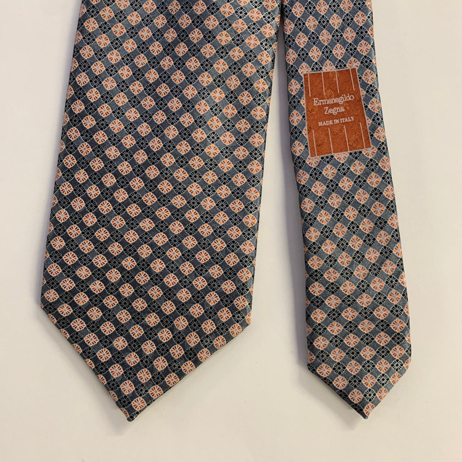 Ermenegildo Zegna ERMENEGILDO ZEGNA One Size Grey Orange Silk Tie Size ONE SIZE - 1 Thumbnail
