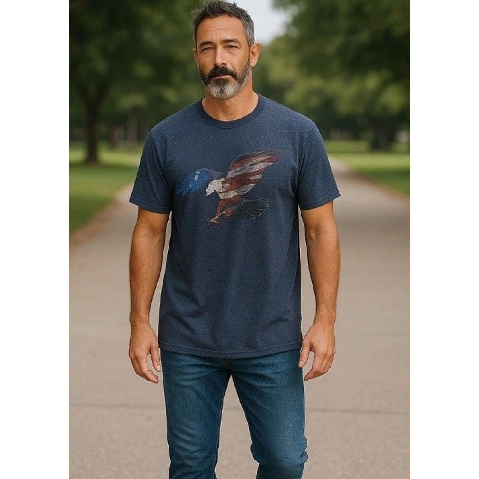 Nordstrom 4XL True Nation Mens Graphic T-Shirt Men's USA Flag Eagle Size US XXL / EU 58 / 5 - 7 Thumbnail