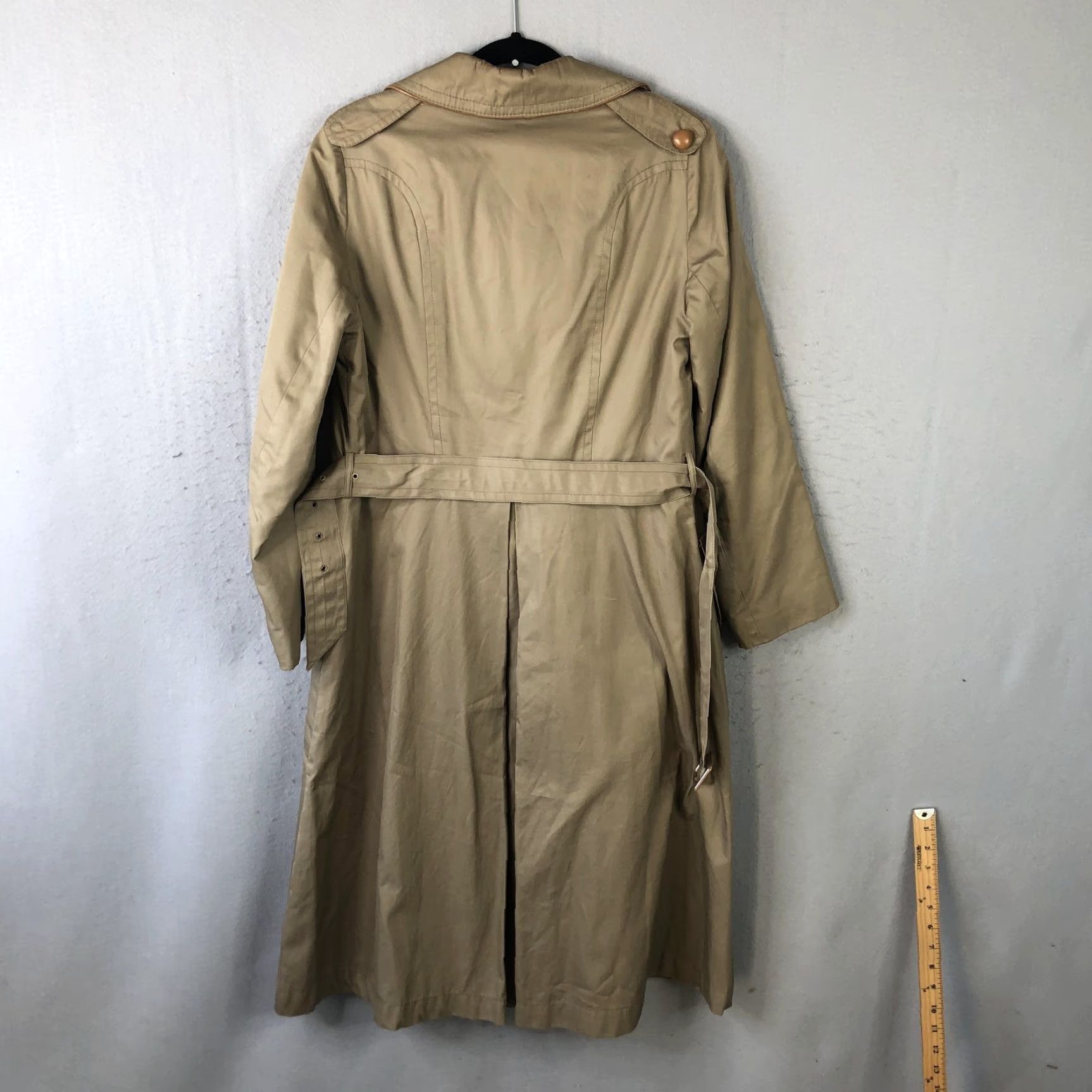 Doublet VINTAGE Trench Coat Womens 16 Tan Long Belted Double Breasted Pockets 70s Size XXL / US 16-18 / IT 52-54 - 2 Thumbnail