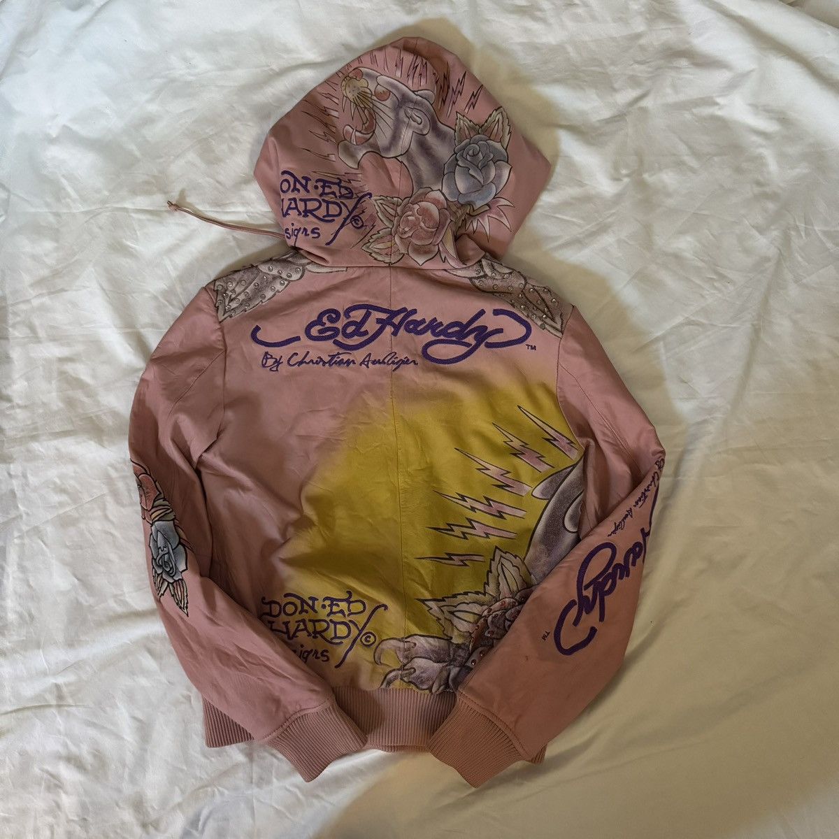 Ed Hardy vintage pink Ed Hardy leather hoodie Size XS / US 0-2 / IT 36-38 - 2 Thumbnail