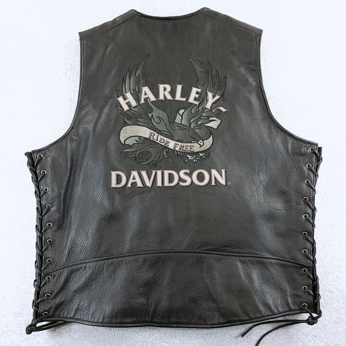 Harley Davidson Harley Davidson Vest Mens Extra Large Black Leather ...