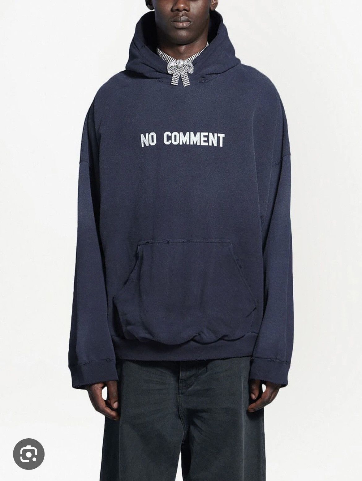 Balenciaga FW21 - NO COMMENT - Heavy Oversize Hoodie Runway Royal Blue Size US L / EU 52-54 / 3 - 2 Thumbnail