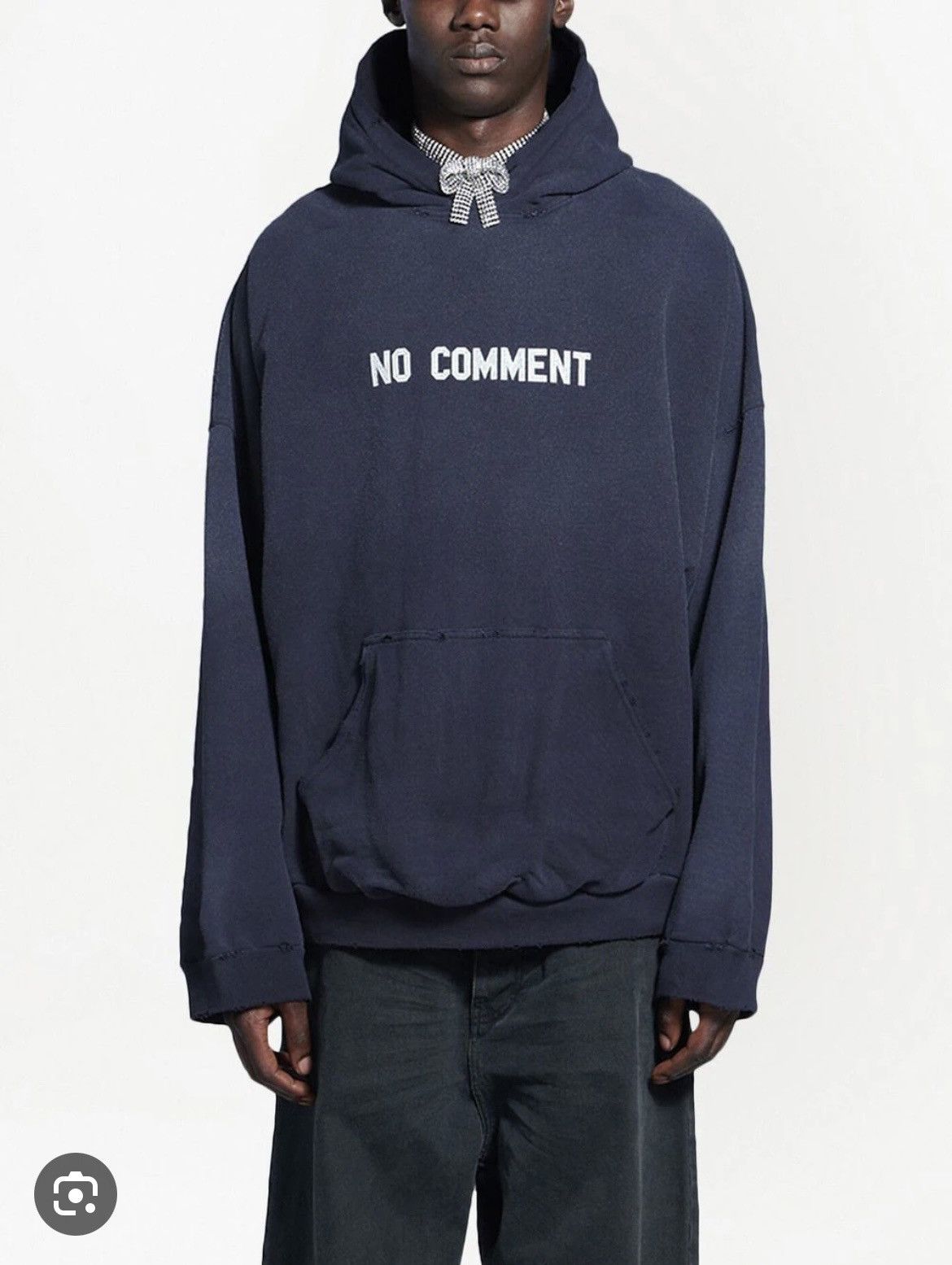 Balenciaga FW21 - NO COMMENT - Heavy Oversize Hoodie Runway Royal Blue |  Grailed