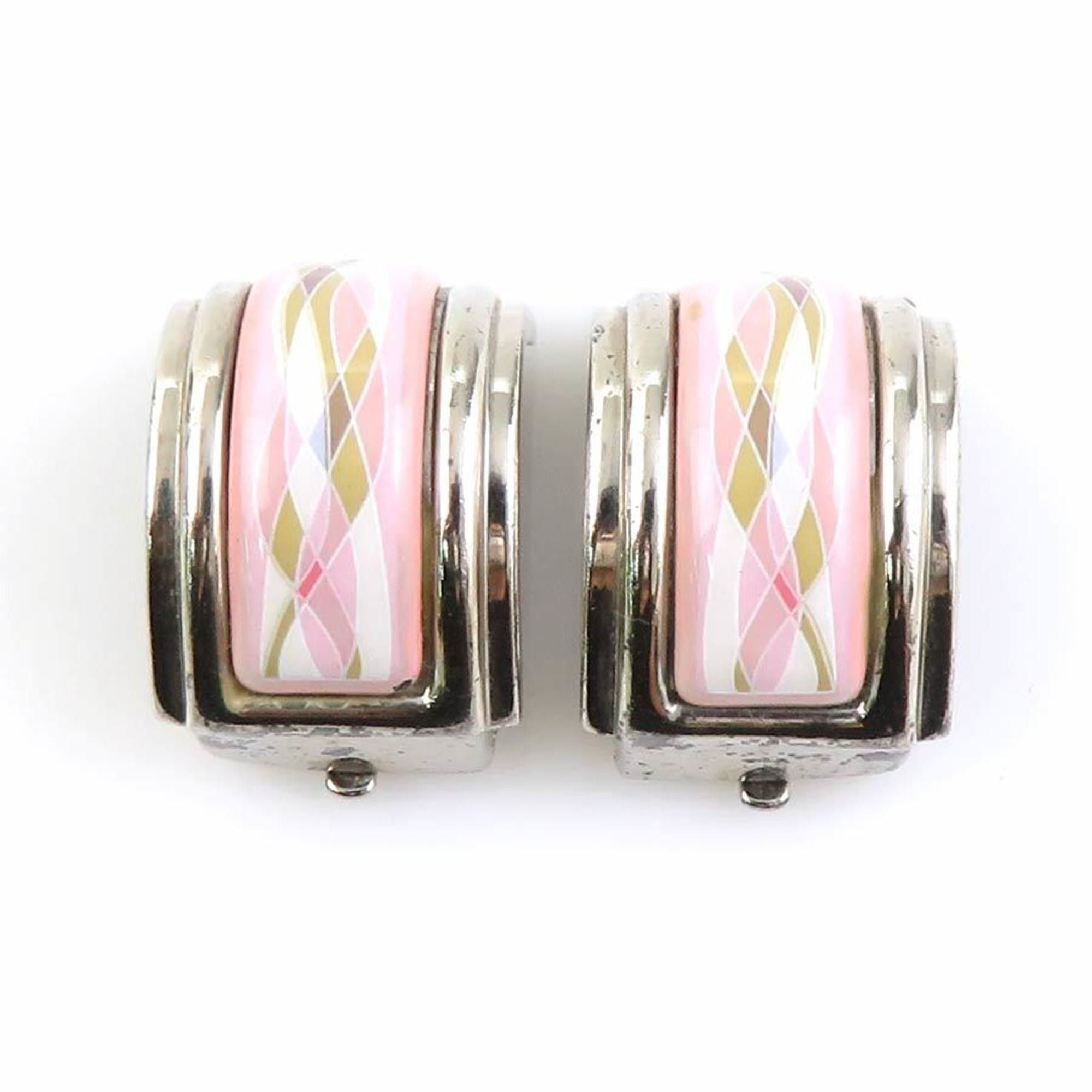 Hermes Hermes Hermès cloisonné metal enamel earrings in silver, pink, and multicolor for women (e60965a) Size ONE SIZE - 1 Thumbnail