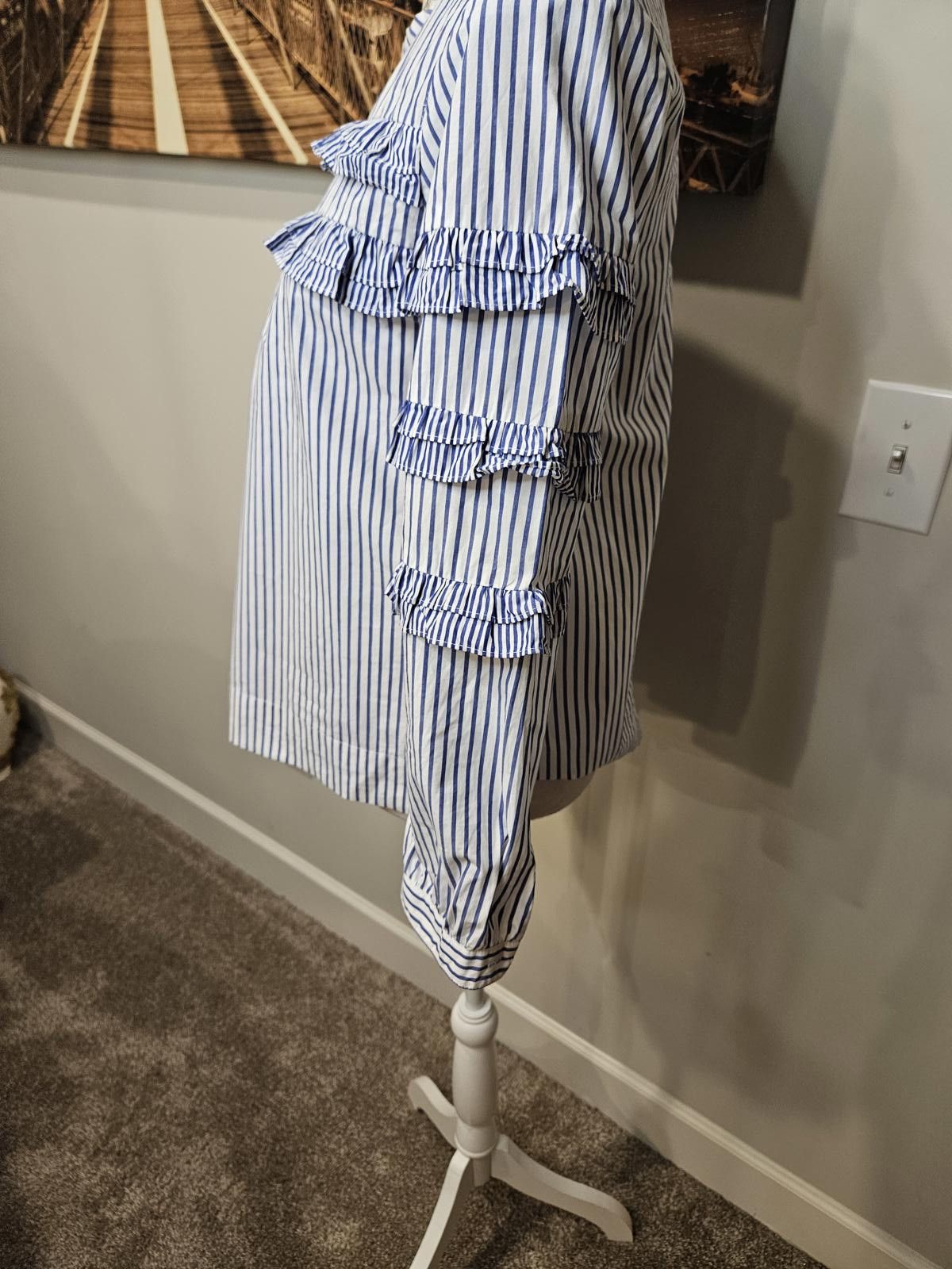 J.Crew J.Crew Striped Ruffle Sleeve Top #439 Size XS / US 0-2 / IT 36-38 - 3 Thumbnail