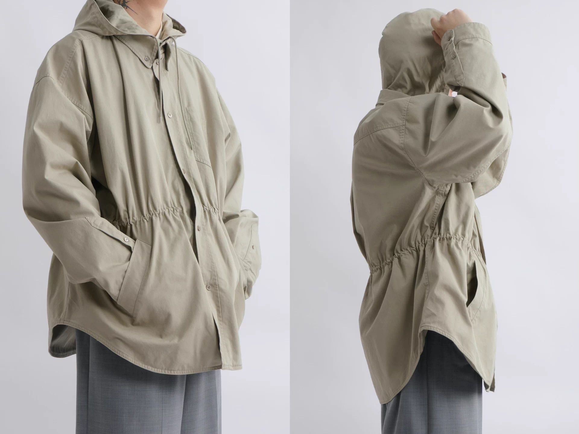 Balenciaga Balenciaga Demna 2021 UNIFIT Hooded Shirt Jacket Khaki S Size US S / EU 44-46 / 1 - 2 Thumbnail