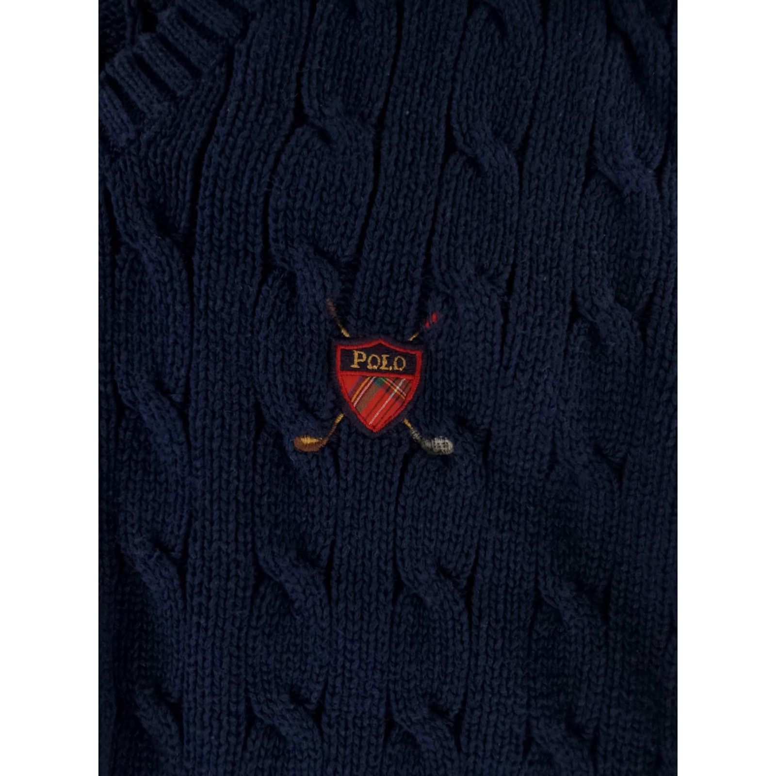 Polo Ralph Lauren Polo Ralph Lauren Vest Men L Cable Knit Navy Blue Crest Polo Golf Sweater Vest L Mens Navy Crest Cable Knit Blue Size US L / EU 52-54 / 3 - 2 Thumbnail