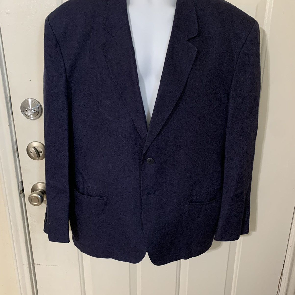 Claude Montana × Saks Fifth Avenue × Vintage 100% Linen 2 Button Blazer Size 44S - 2 Thumbnail