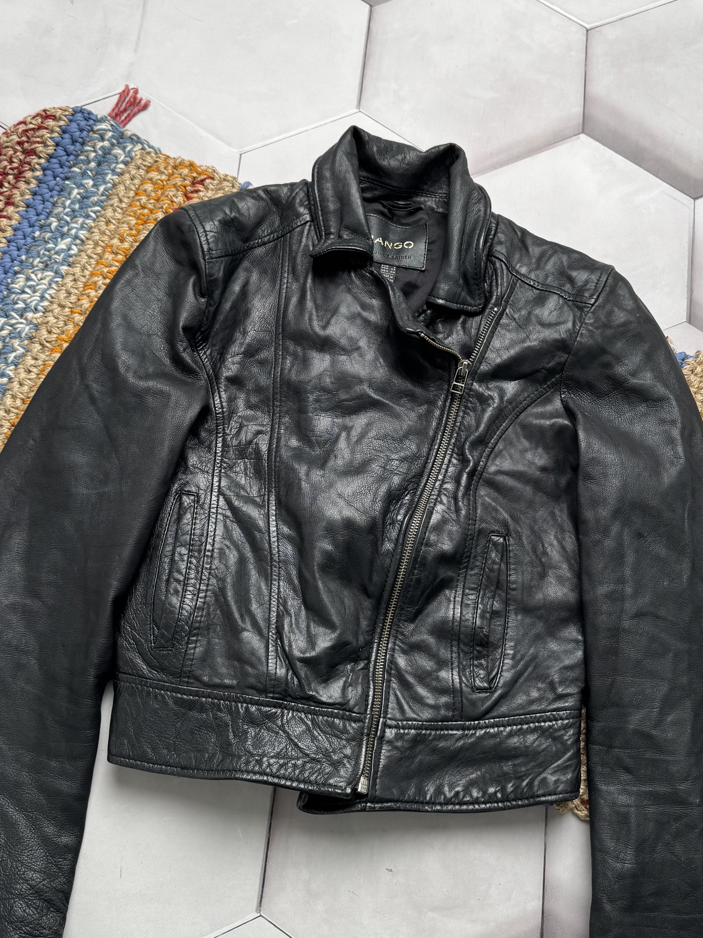 Vintage Vintage Cropped Leather Jacket Size XS / US 0-2 / IT 36-38 - 2 Thumbnail