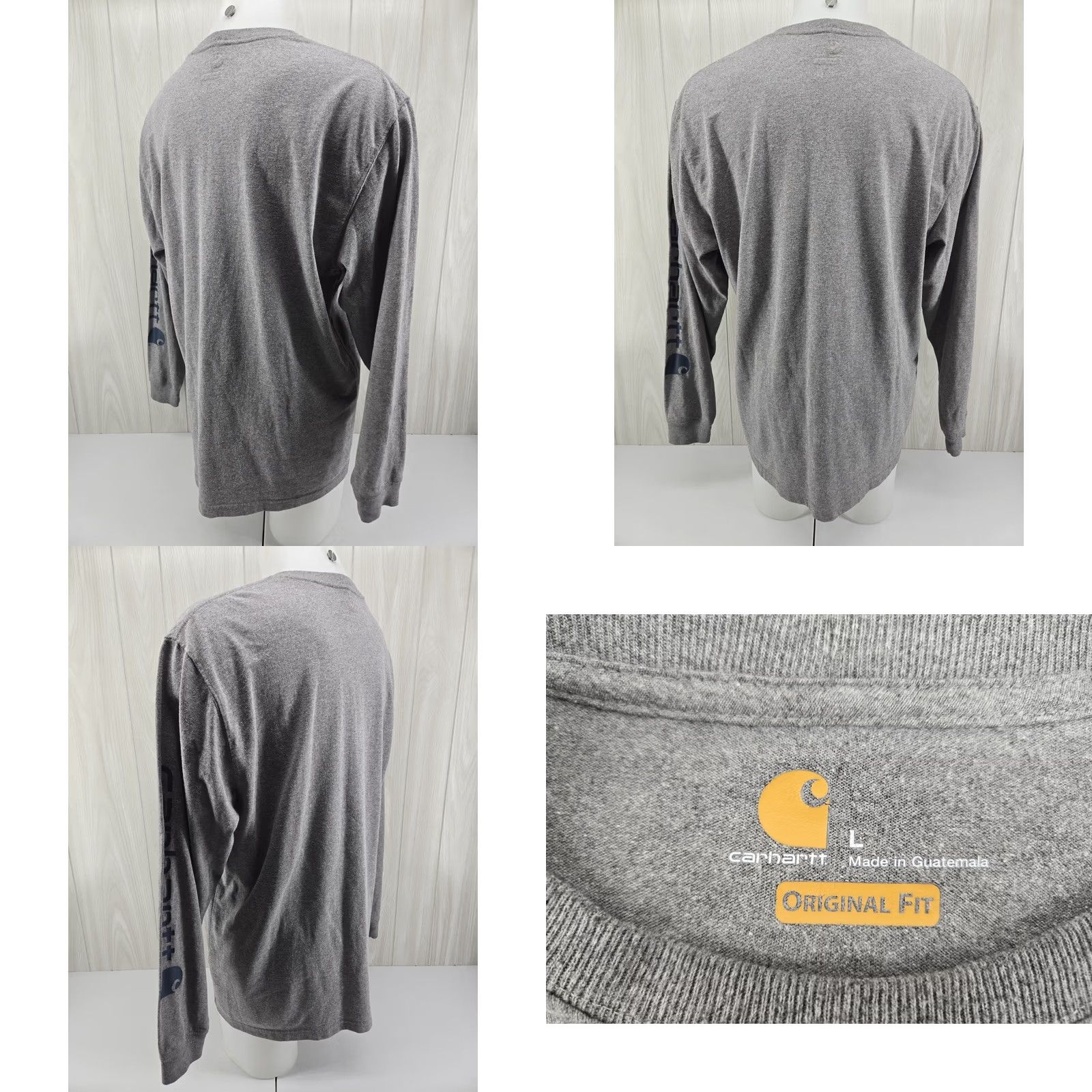 Carhartt VINTAGE Carhartt Long Sleeve T-Shirt Mens Large Original Fit Gray Logo Spellout Size US L / EU 52-54 / 3 - 8 Thumbnail