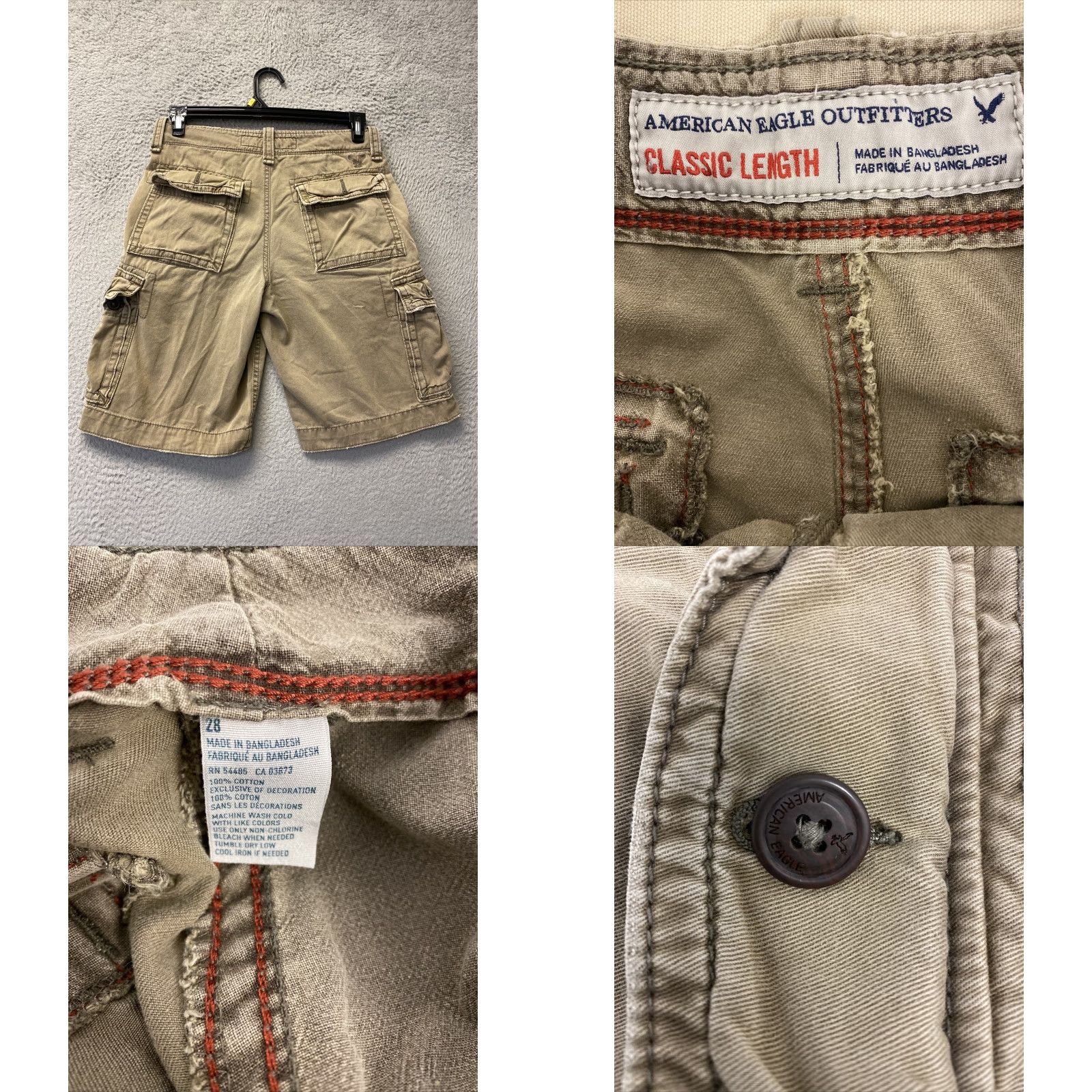Vintage American Eagle Outdoor Cargo Shorts Mens 28/29 Light Olive Green Regular Fit Casual Travel Size US 28 / EU 44 - 8 Thumbnail