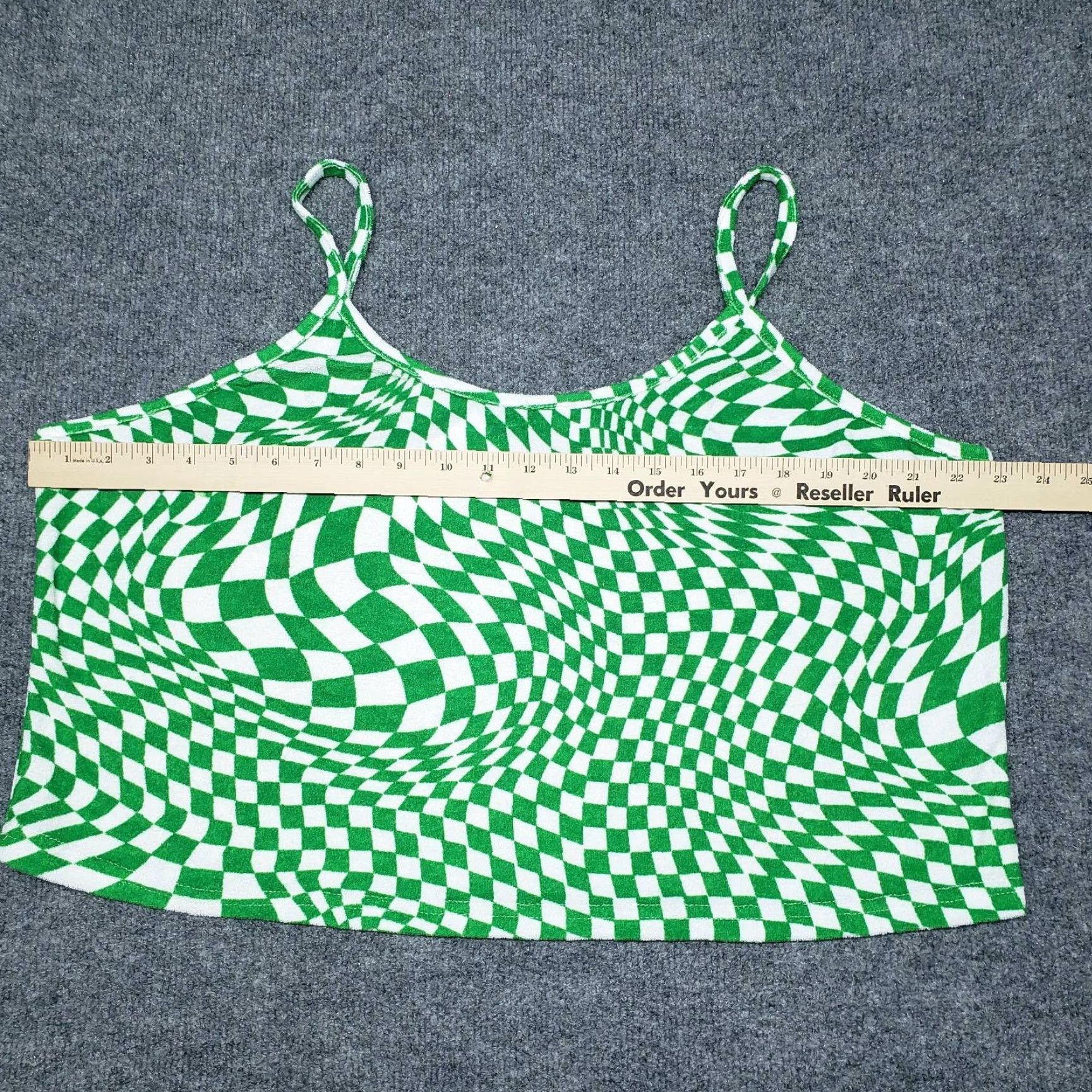 Vintage VINTAGE Rue21 Crop Top Womens Plus 4X Green White Checkered Spaghetti Strap Terry New Size XXL / US 16-18 / IT 52-54 - 7 Thumbnail