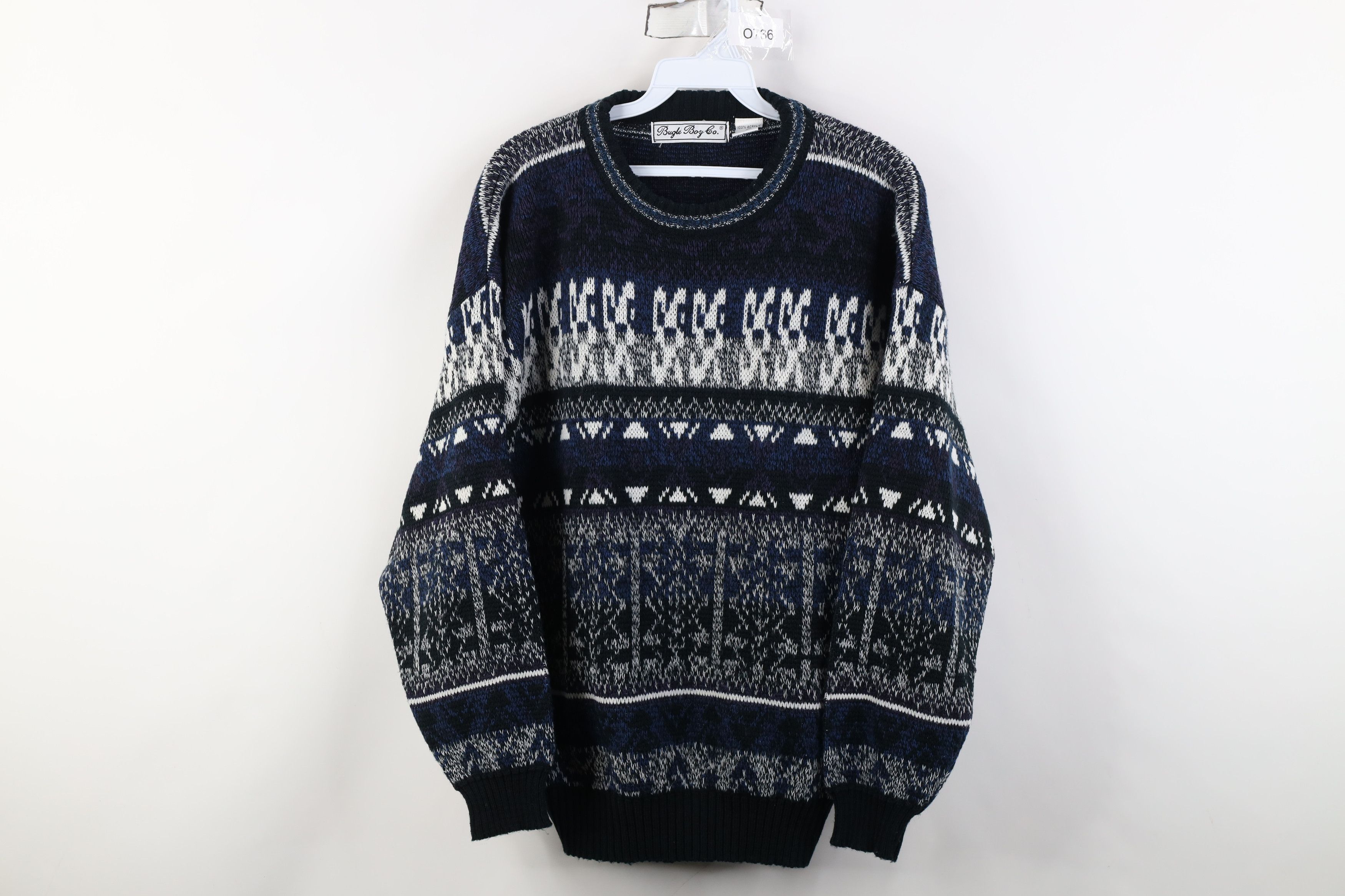 Vintage Vintage 90s Streetwear Geometric Knit Crewneck Sweater Size XL / US 12-14 / IT 48-50 - 1 Thumbnail