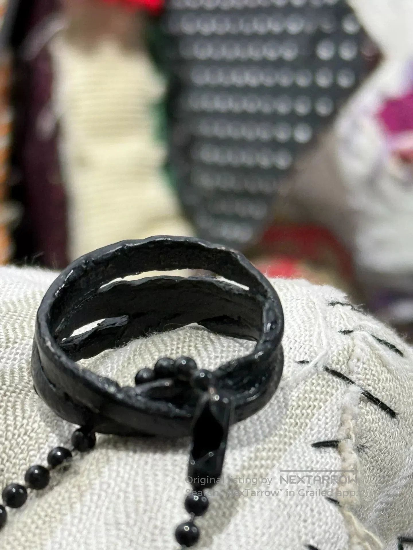 Julius Julius 925 Silver Black Lacquer Ring. Size ONE SIZE - 5 Thumbnail
