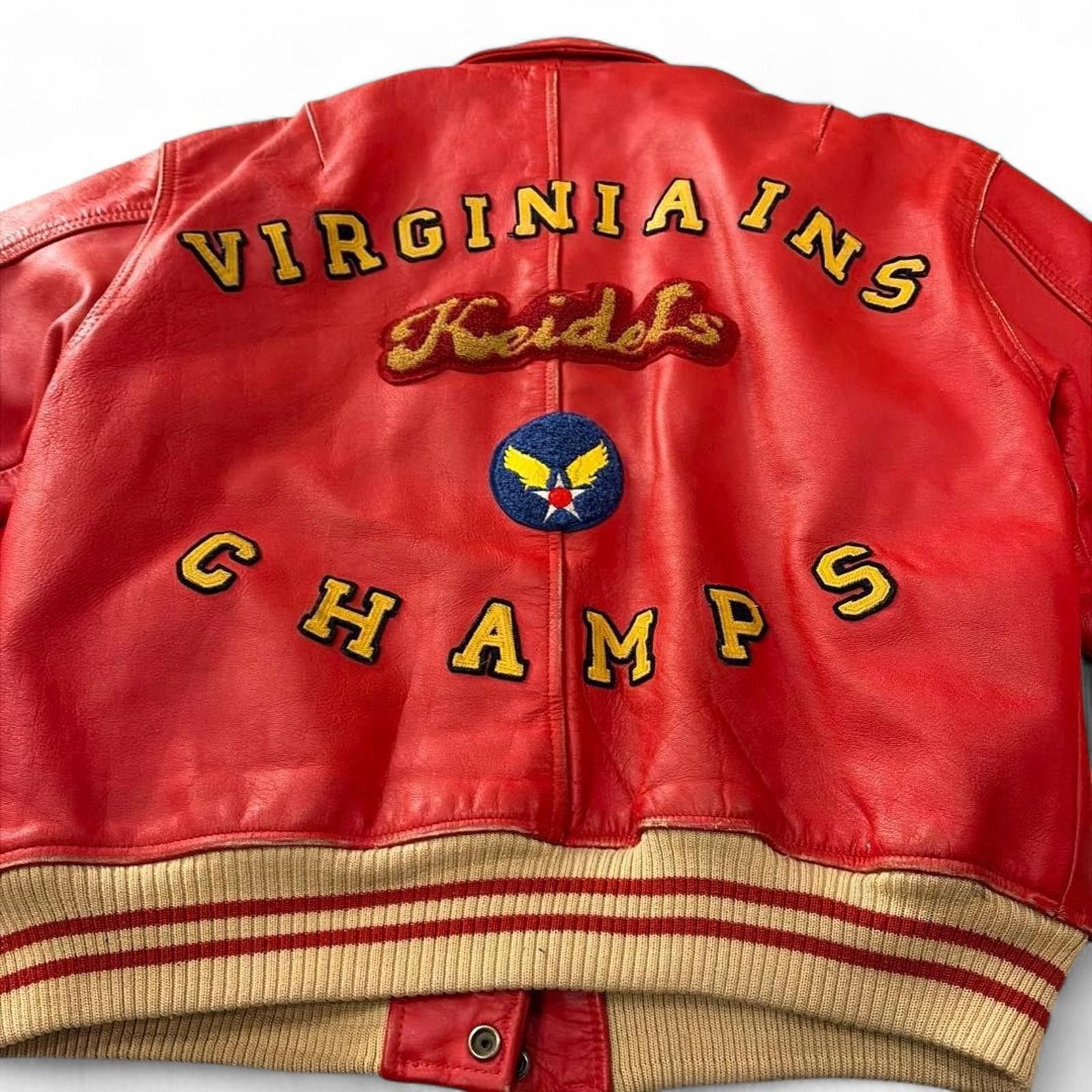 Avirex Avirex - XS Red Leather Varsity Jacket Virginia Ins. Size US XS / EU 42 / 0 - 9 Thumbnail
