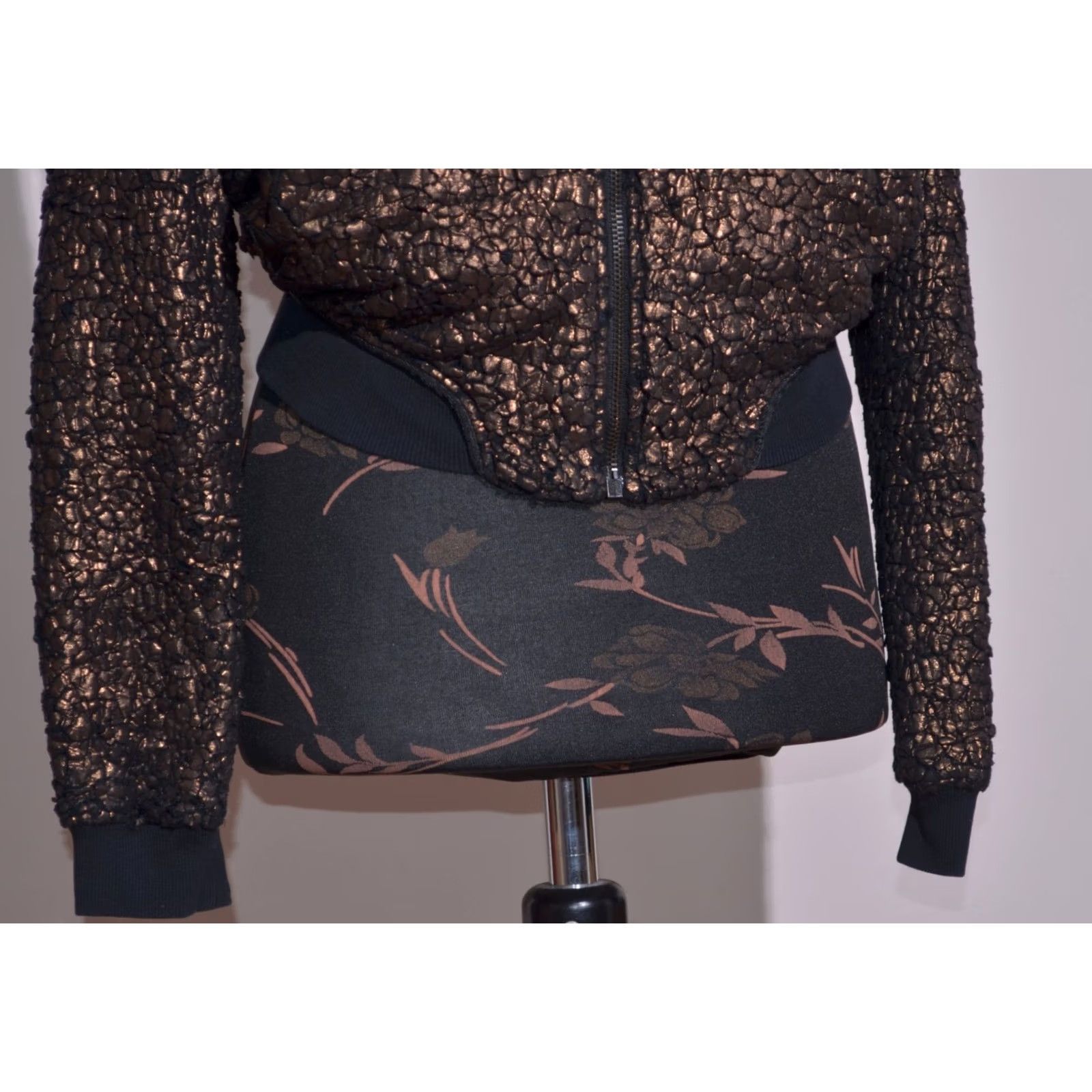 Diesel Diesel Bomber Jacket Womens S Zip Up Ribbed Trim Metallic Bronze Crackle Autumn Spring Summer Brown Size S / US 4 / IT 40 - 3 Thumbnail