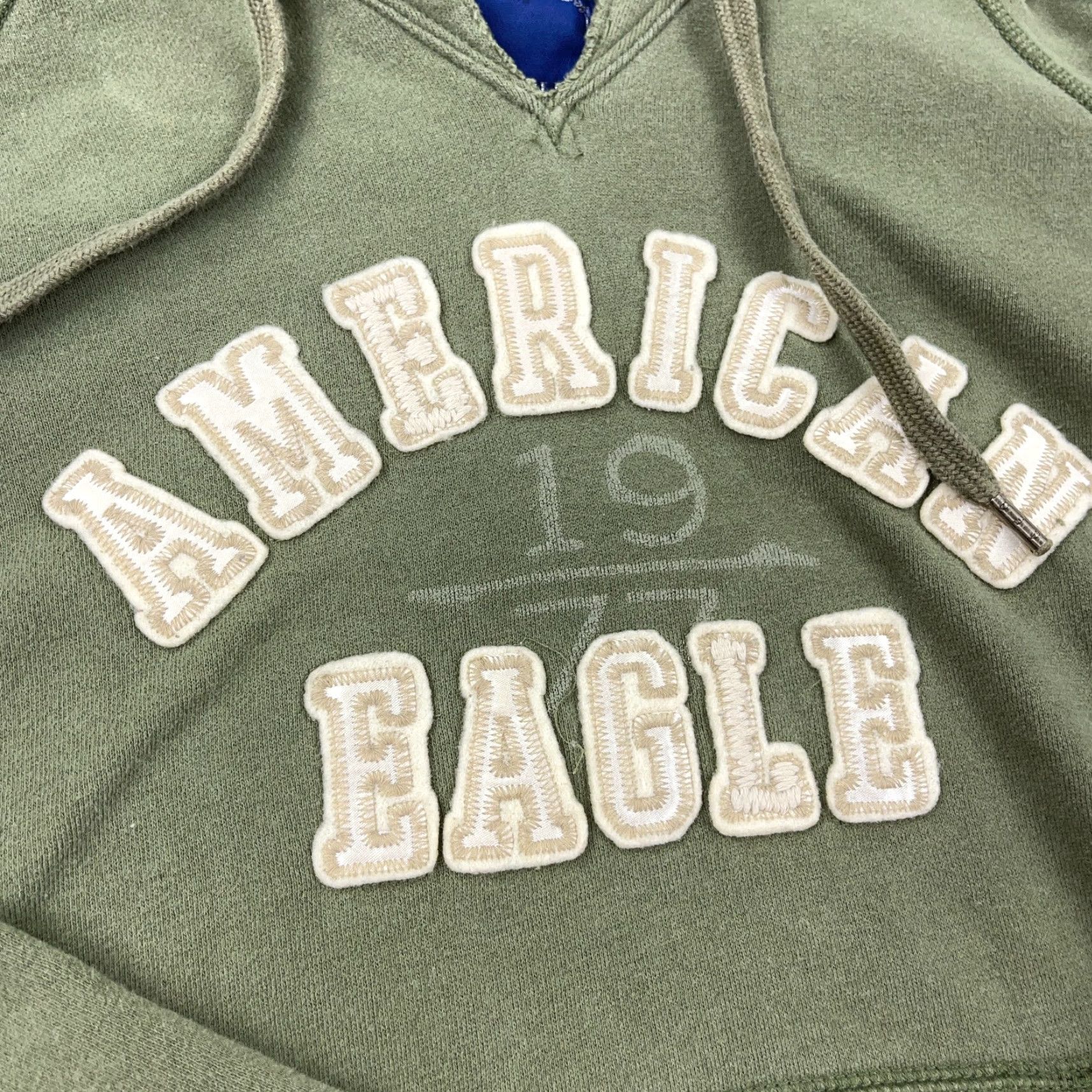 American Eagle Outfitters VINTAGE American Eagle Hoodie Women Medium Green Pullover Spellout Sweatshirt AE77 Size M / US 6-8 / IT 42-44 - 4 Thumbnail