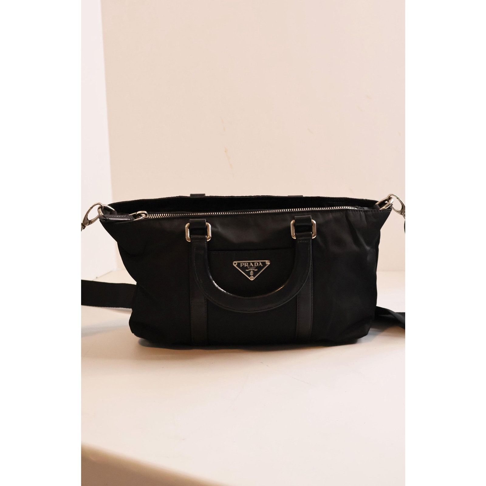 Prada PRADA Y2K Black Nylon + Leather Tessuto Top Handle Bag Size ONE SIZE - 2 Thumbnail