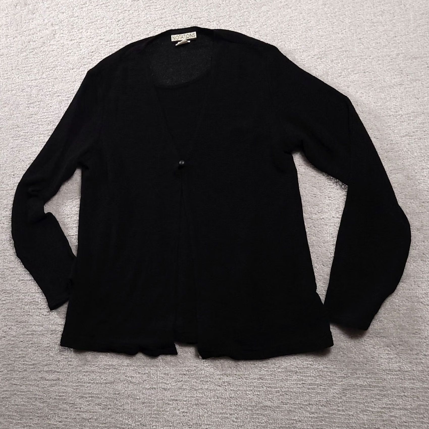 Vintage VINTAGE Notations Shirt Womens Medium Black Long Sleeve Cardigan Blouse Business USA 90s Size M / US 6-8 / IT 42-44 - 2 Thumbnail
