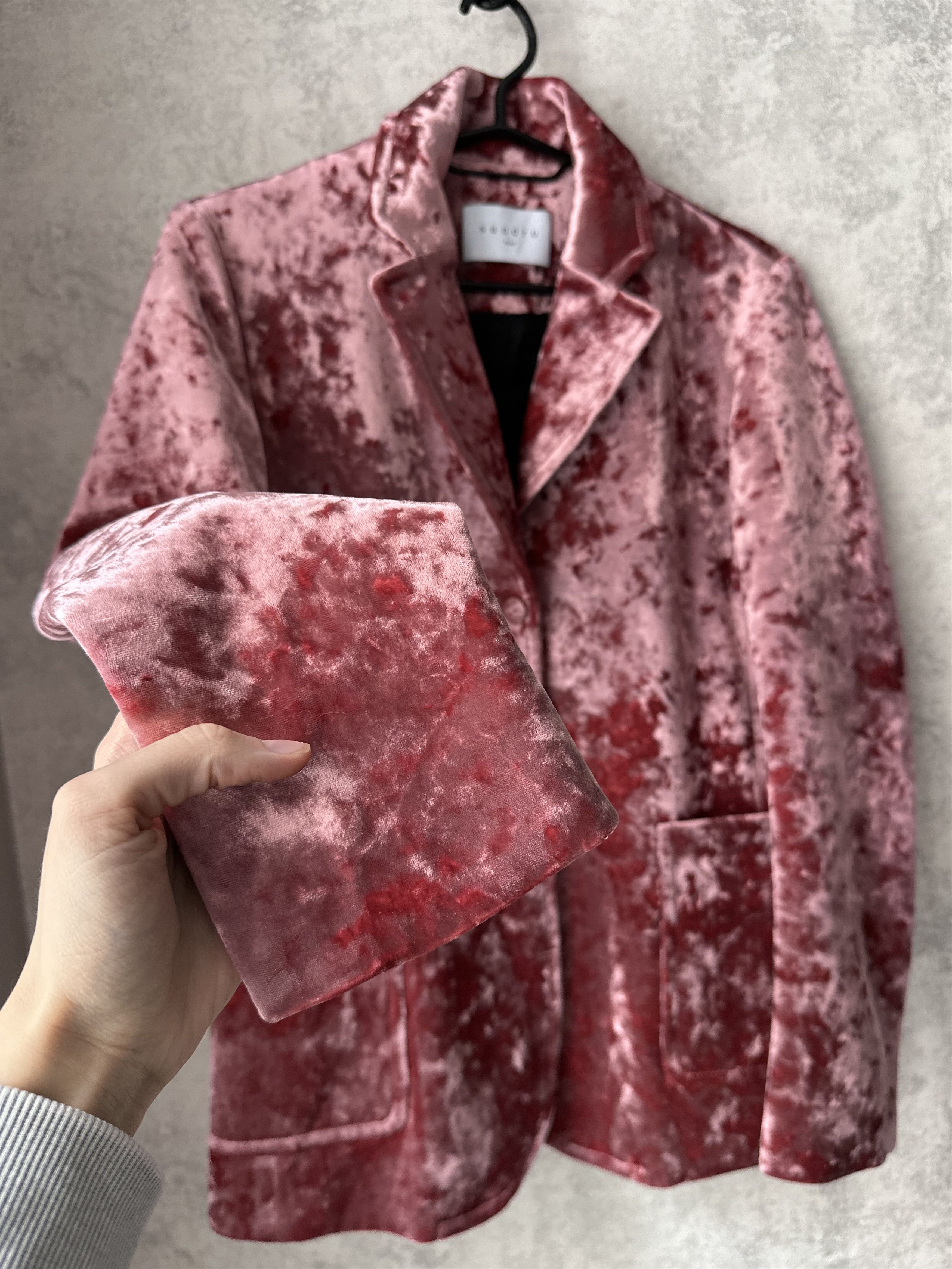 Sandro Sandro Paris Velvet Blazer Jacket Burgundy Designer Size XS / US 0-2 / IT 36-38 - 6 Thumbnail