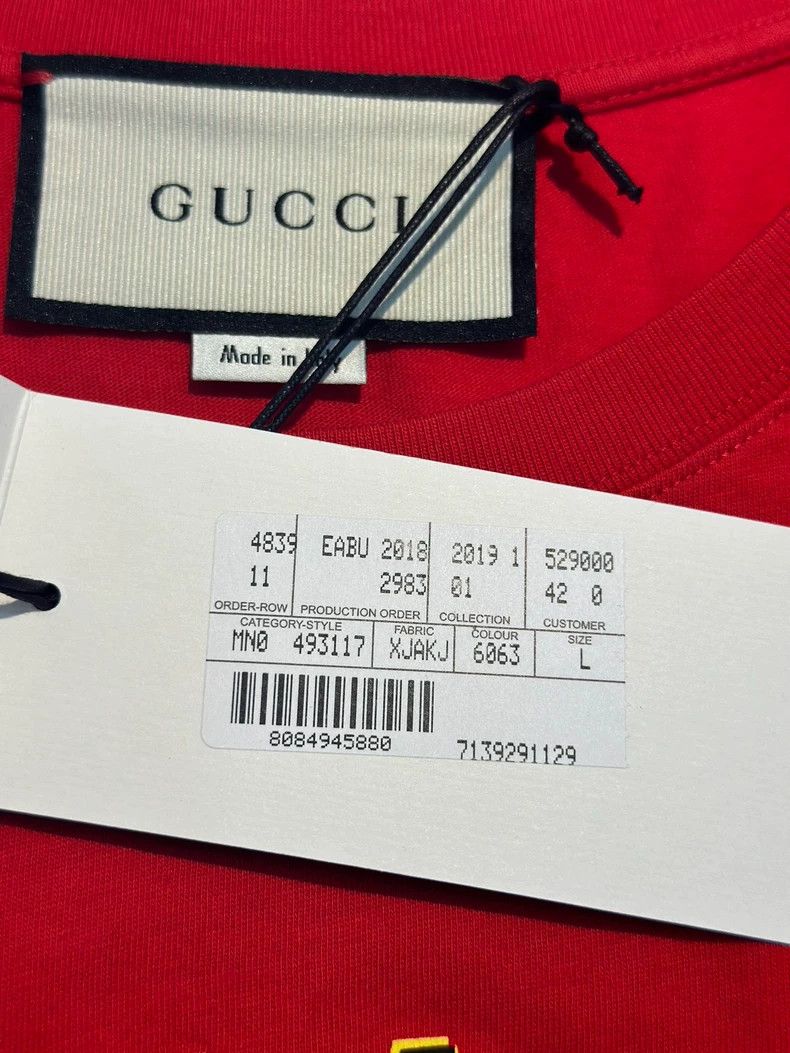 Gucci Gucci Red logo loose T-shirt top 2501-Nextarrow Size US L / EU 52-54 / 3 - 4 Thumbnail