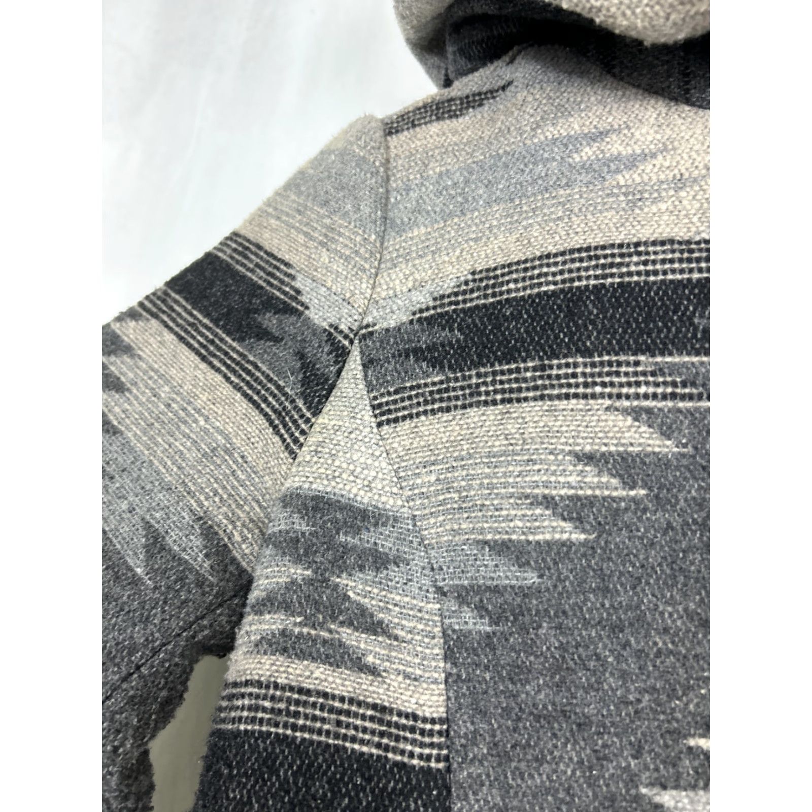 Vintage Coffee Shop Womens Coat Hooded Southwest Gray Wool Blend Polyester Button Up Overcoat M Female Size M / US 6-8 / IT 42-44 - 7 Thumbnail