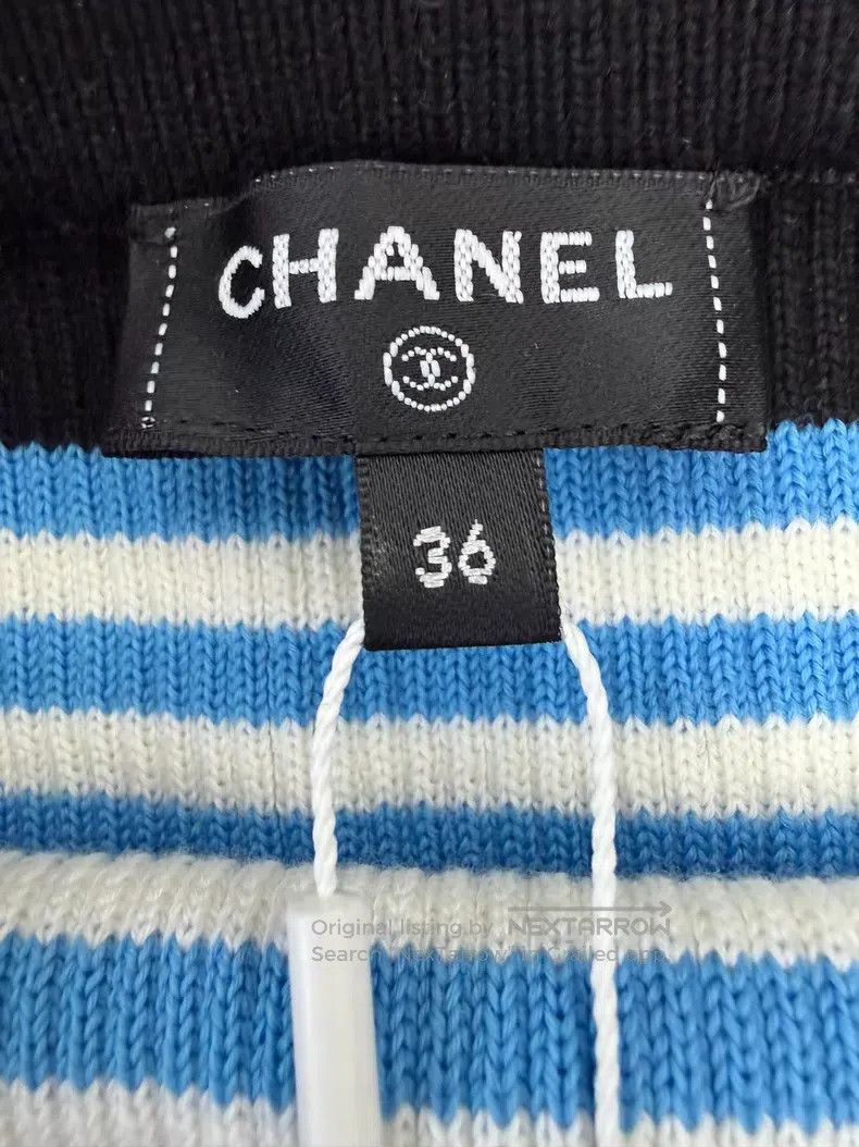 Chanel Chanel Blue striped knitted skirt Size 24" / US 00 / IT 34 - 4 Thumbnail
