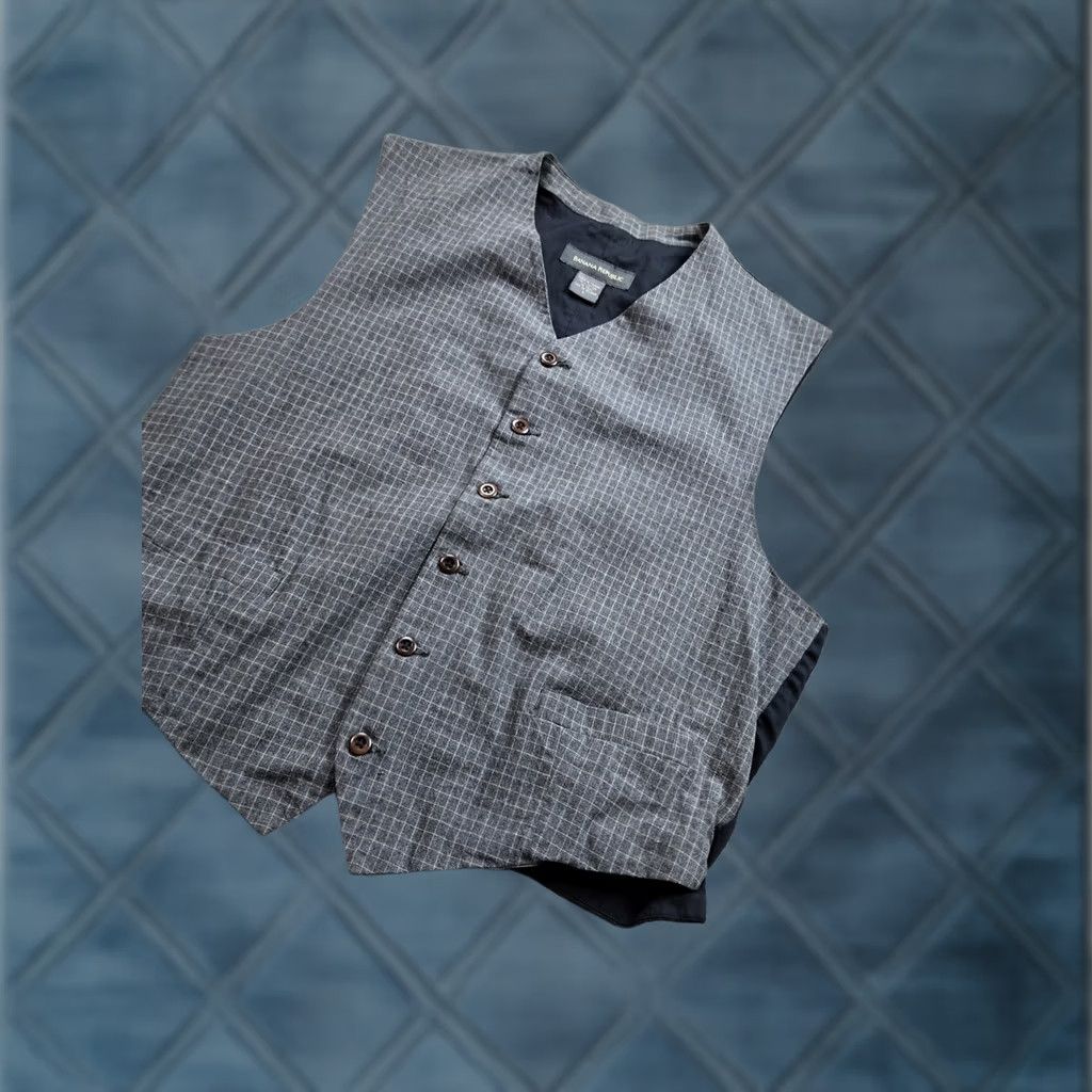 Banana Republic VINTAGE Banana Republic Vest Men L Gray Check Cotton Button Up Waistcoat Y2K Size US L / EU 52-54 / 3 - 1 Thumbnail